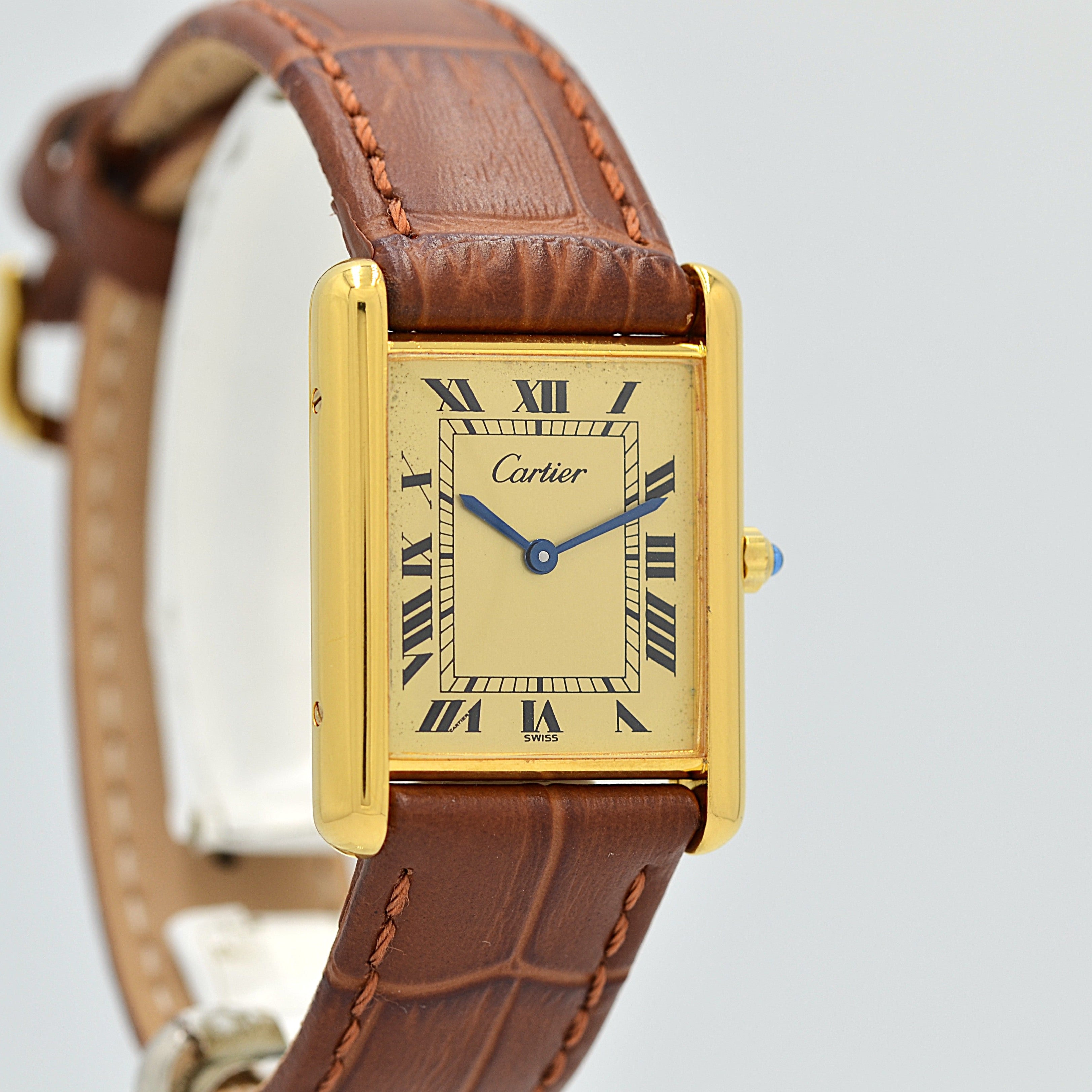 【Cartier】カルティエ マストタンクLM シャンパンローマQZ 純正尾錠付き カルティエコンプリートサービス済み