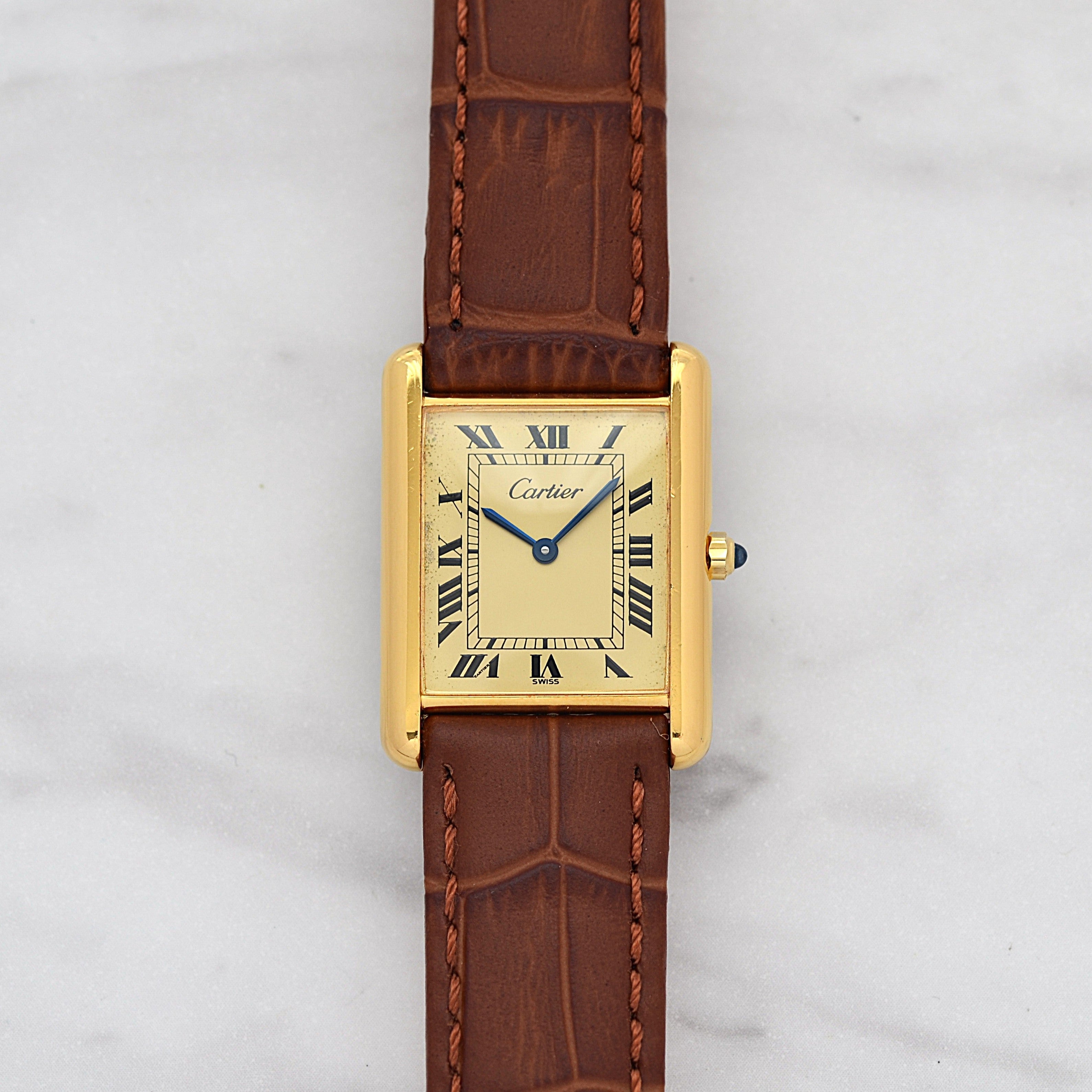 【Cartier】カルティエ マストタンクLM シャンパンローマQZ 純正尾錠付き カルティエコンプリートサービス済み