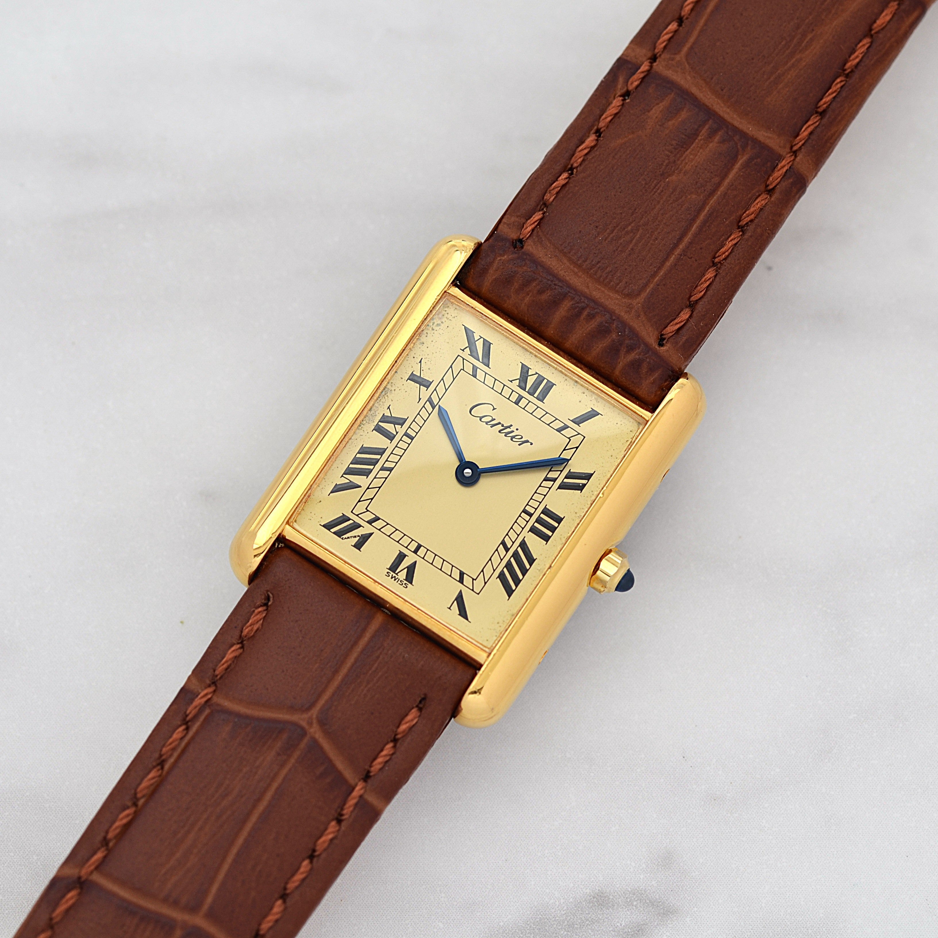 【Cartier】カルティエ マストタンクLM シャンパンローマQZ 純正尾錠付き カルティエコンプリートサービス済み