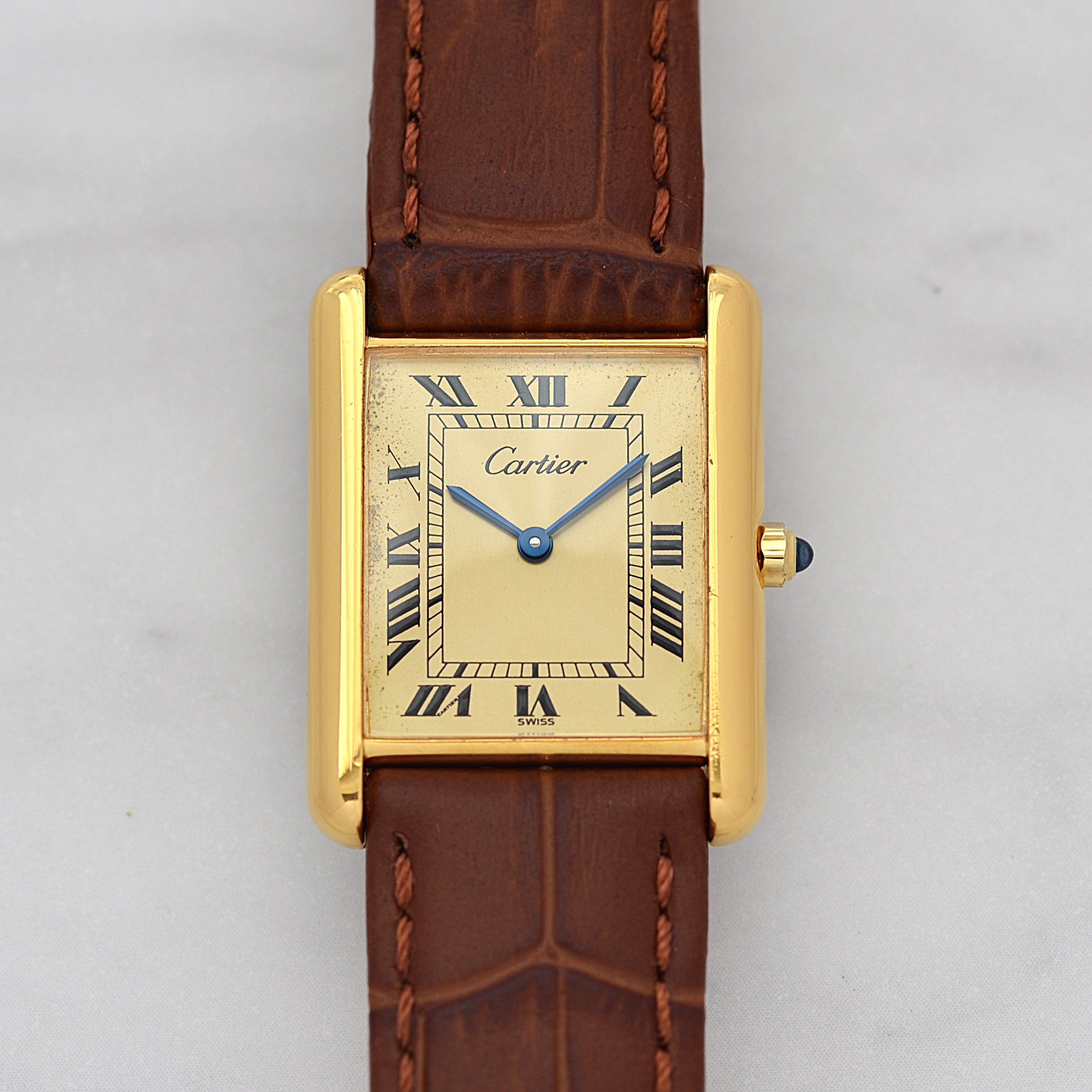 【Cartier】カルティエ マストタンクLM シャンパンローマQZ 純正尾錠付き カルティエコンプリートサービス済み