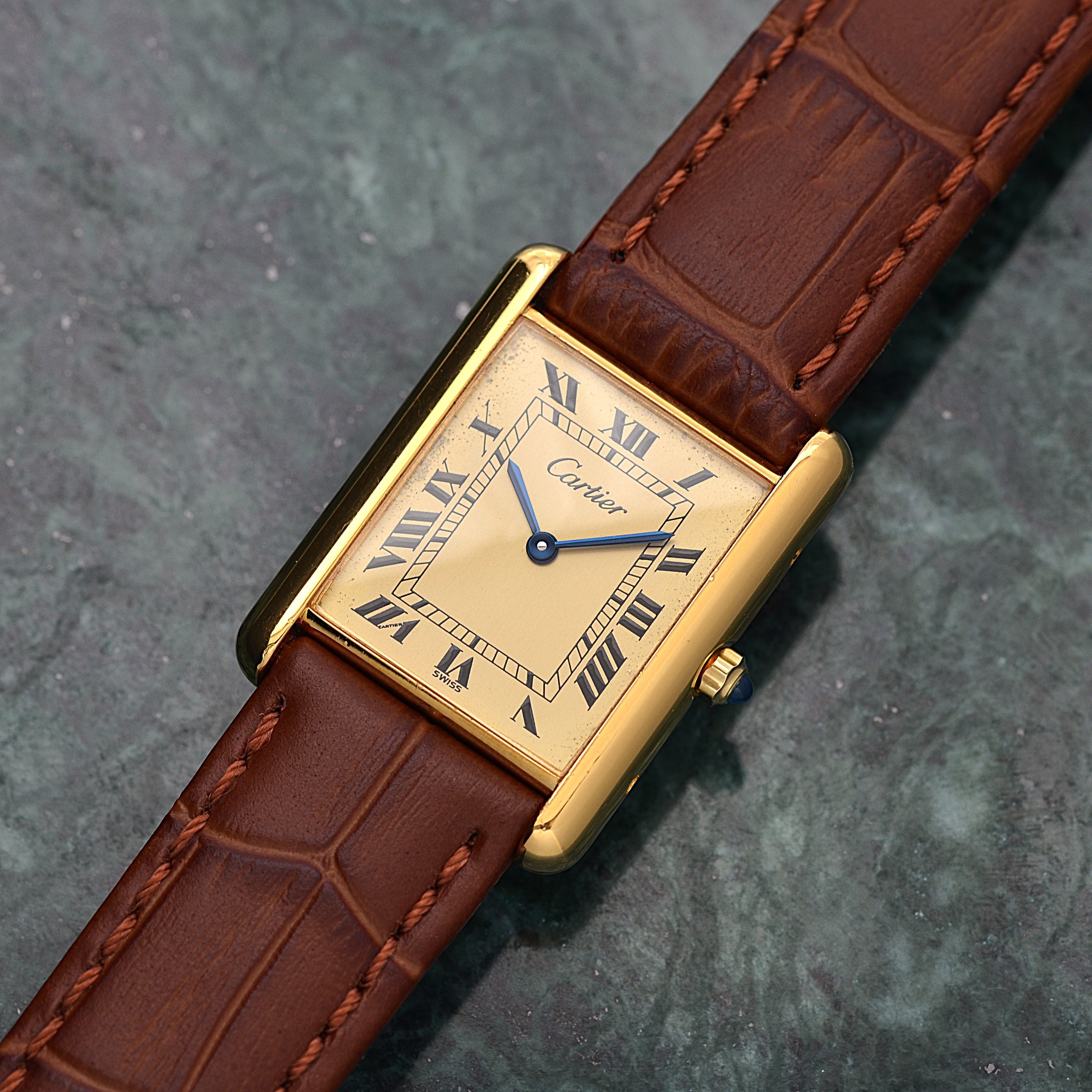 【Cartier】カルティエ マストタンクLM シャンパンローマQZ 純正尾錠付き カルティエコンプリートサービス済み