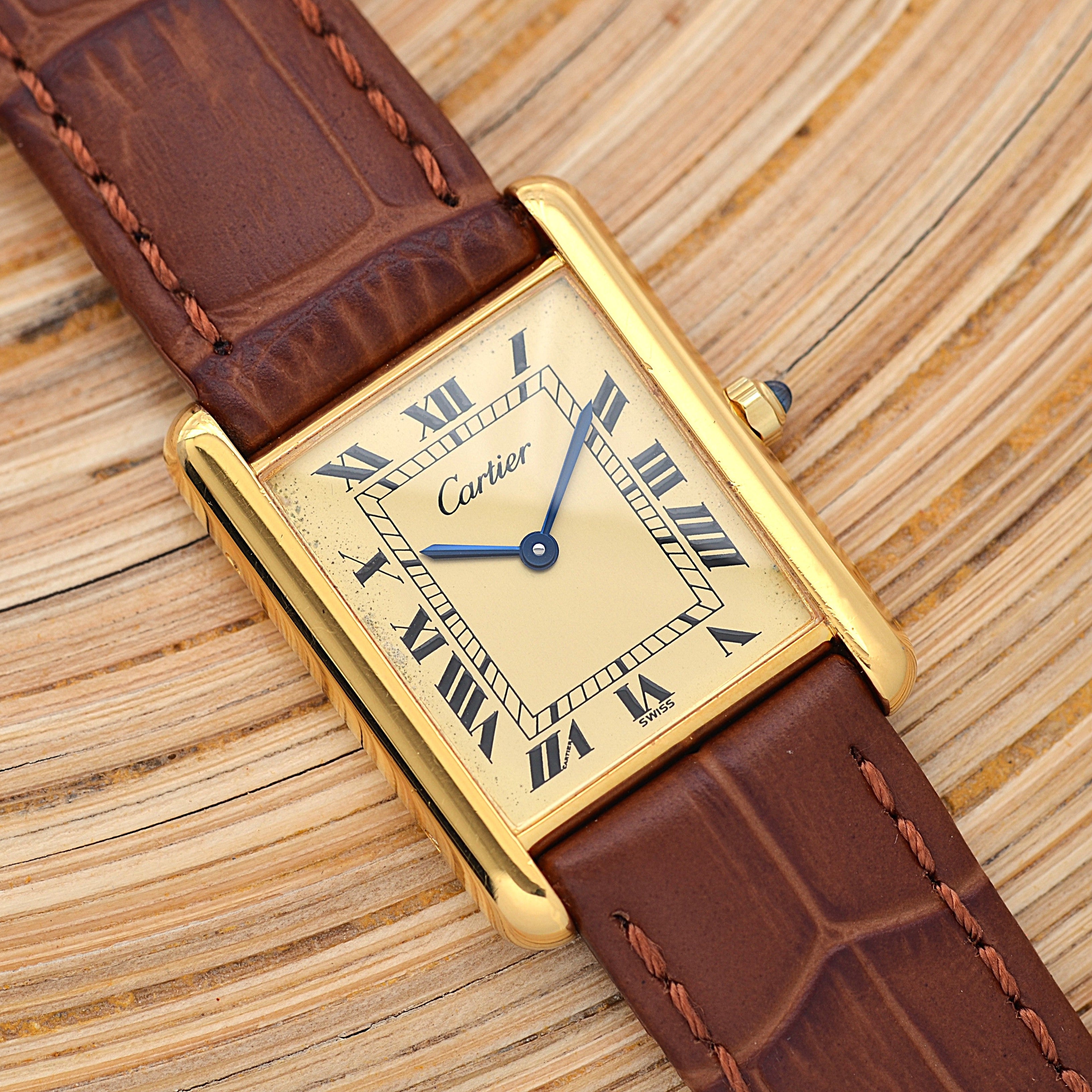 【Cartier】カルティエ マストタンクLM シャンパンローマQZ 純正尾錠付き カルティエコンプリートサービス済み