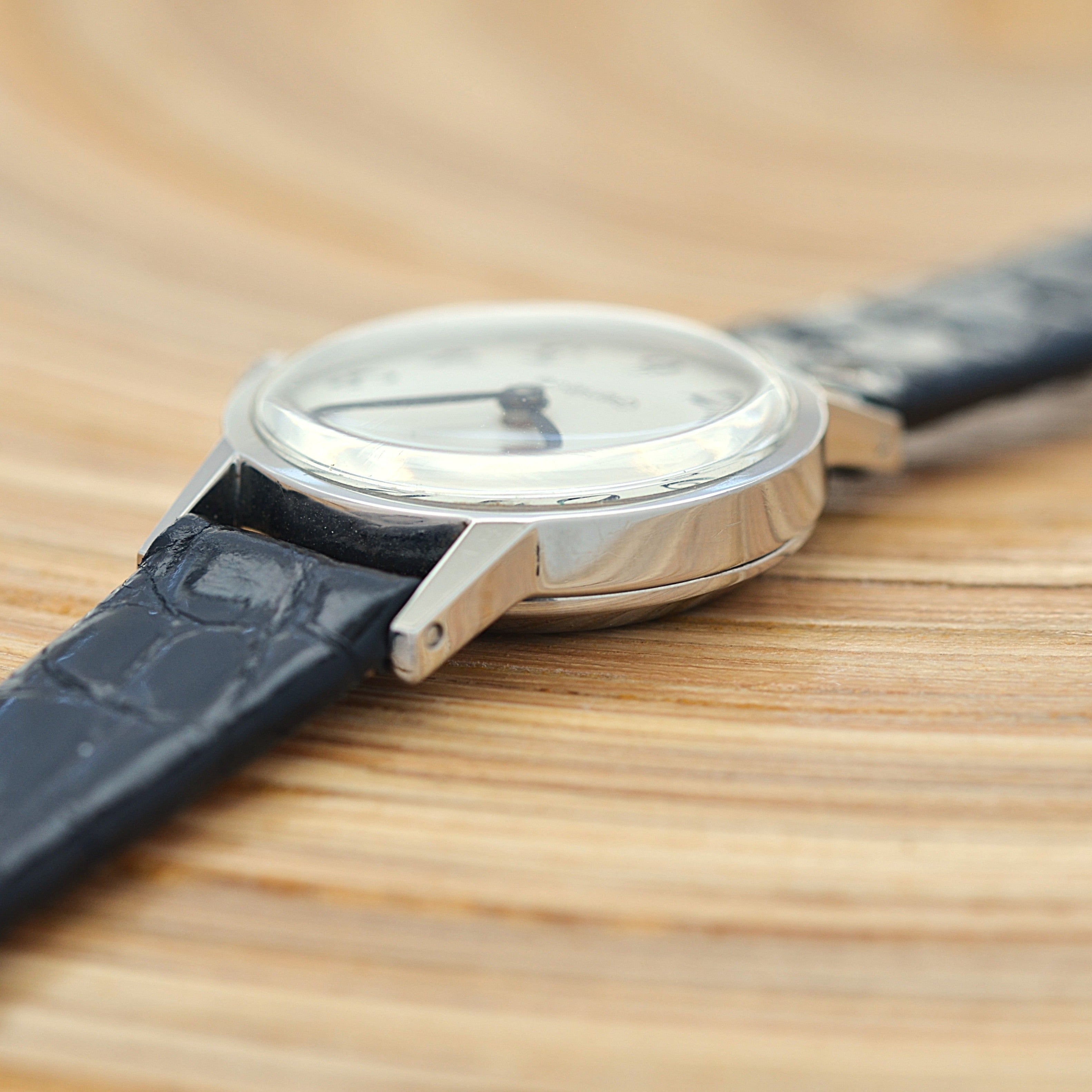 [OMEGA] Omega Geneva Stainless Steel Round White Arabic Deadstock with Genuine Buckle