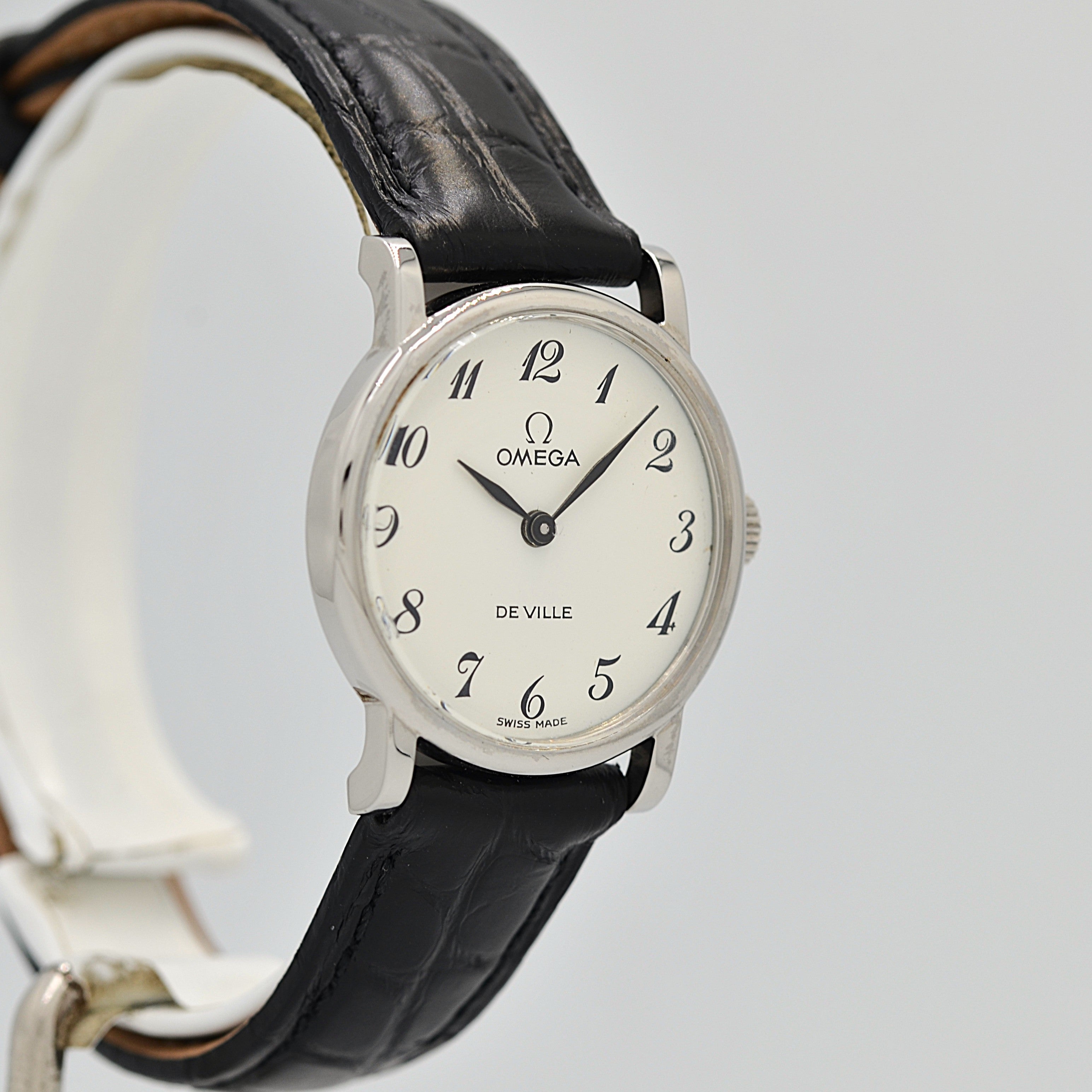 【OMEGA】オメガ デヴィル SS ラウンド White Arabic 純正尾錠付き