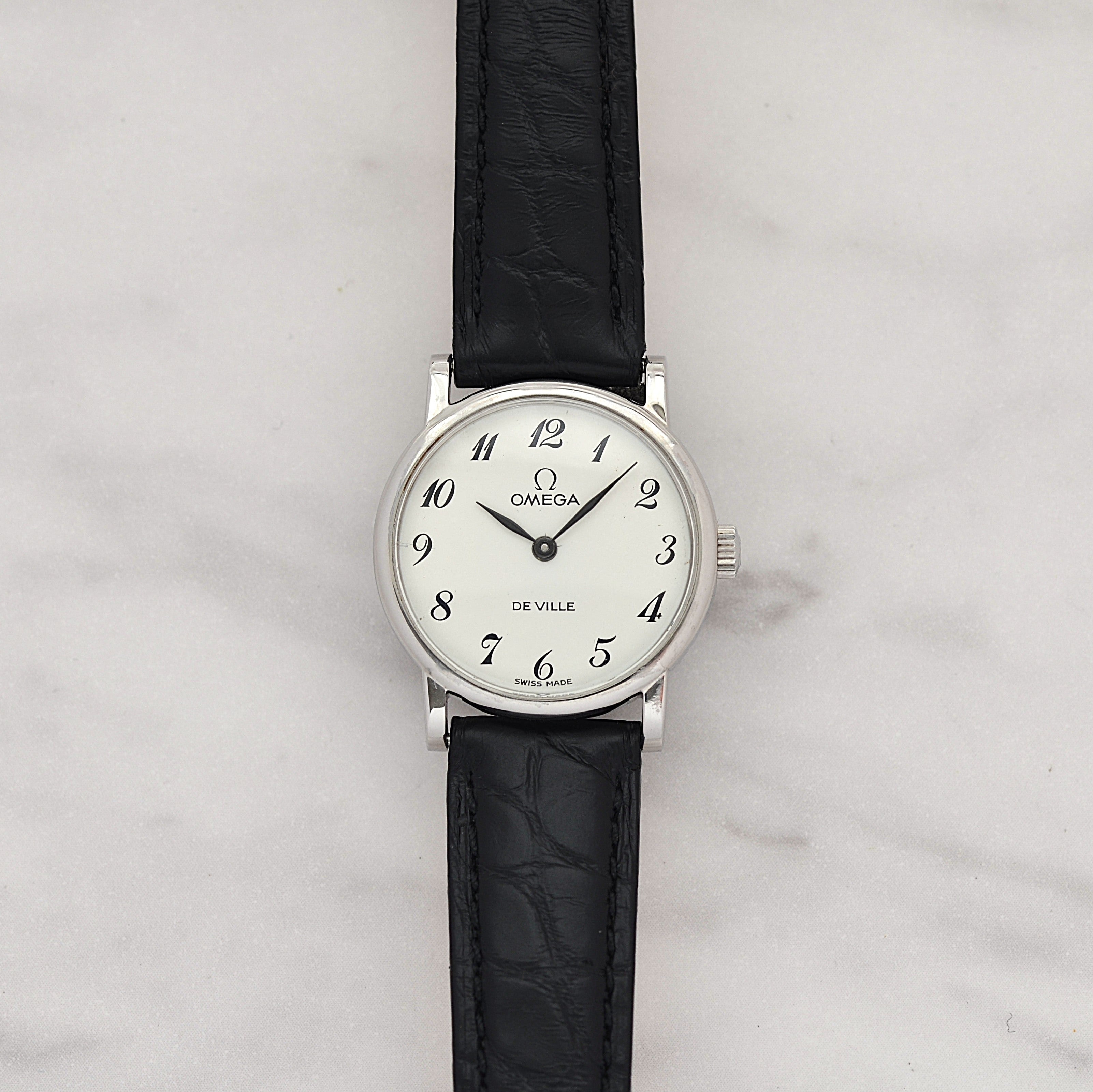 【OMEGA】オメガ デヴィル SS ラウンド White Arabic 純正尾錠付き