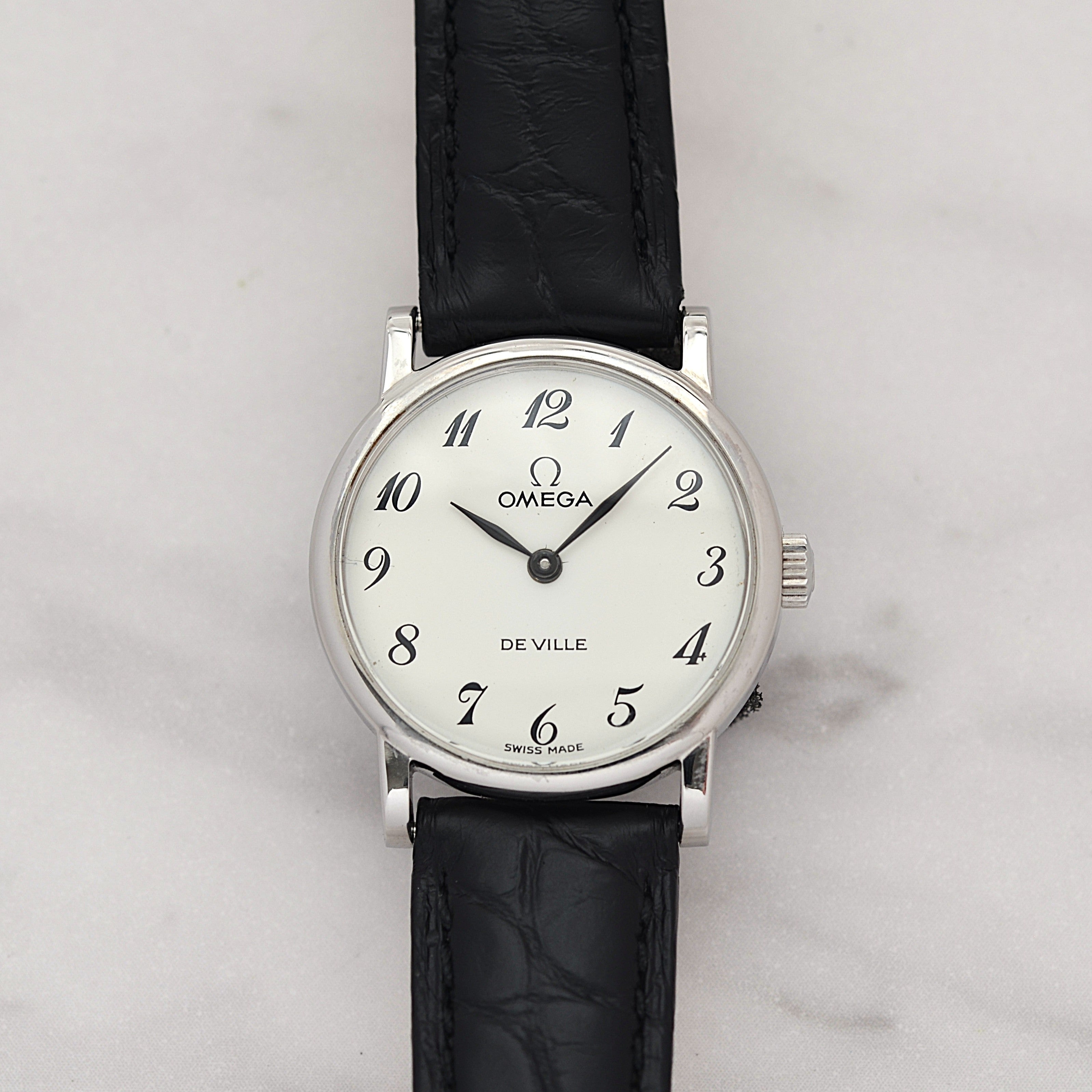 【OMEGA】オメガ デヴィル SS ラウンド White Arabic 純正尾錠付き