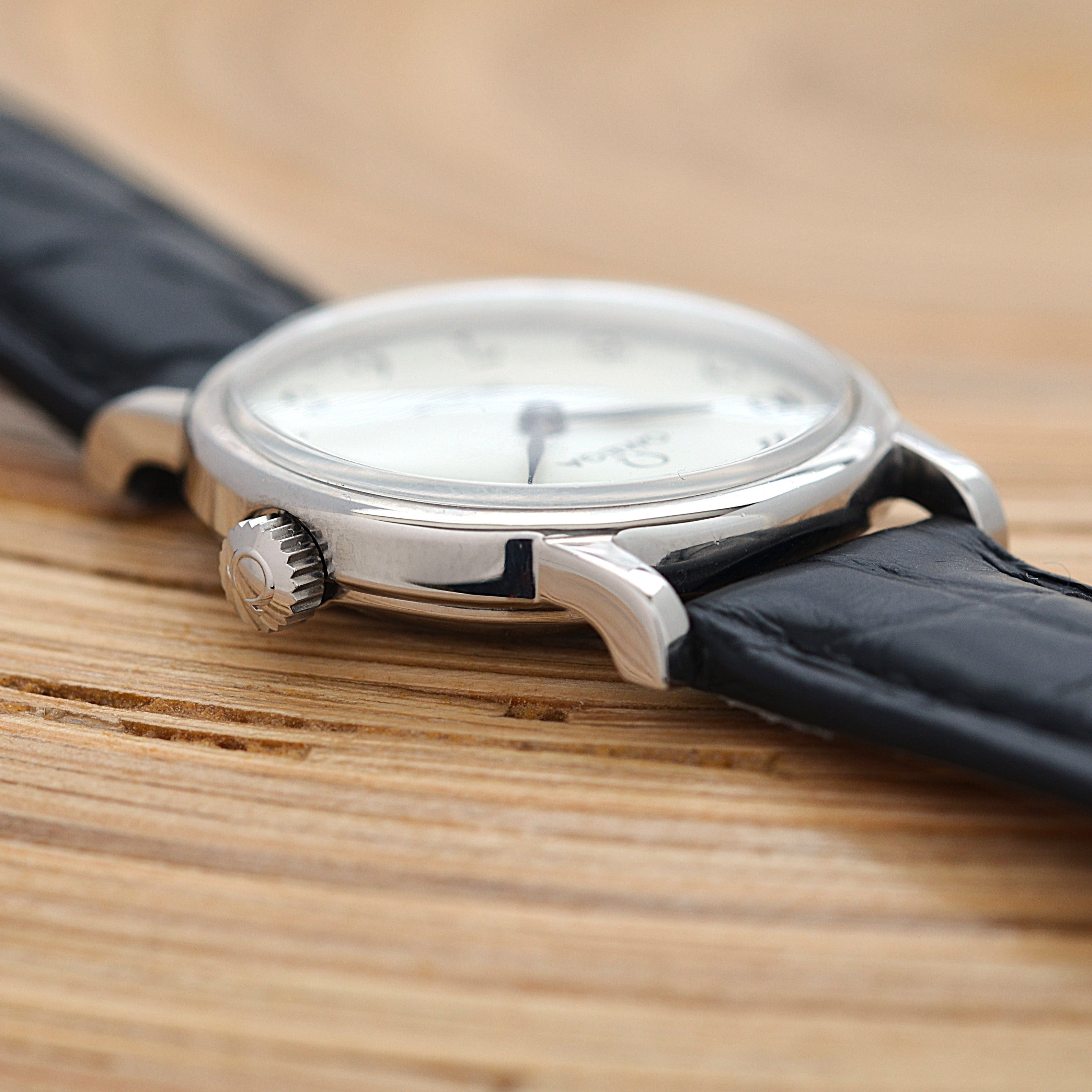 【OMEGA】オメガ デヴィル SS ラウンド White Arabic 純正尾錠付き