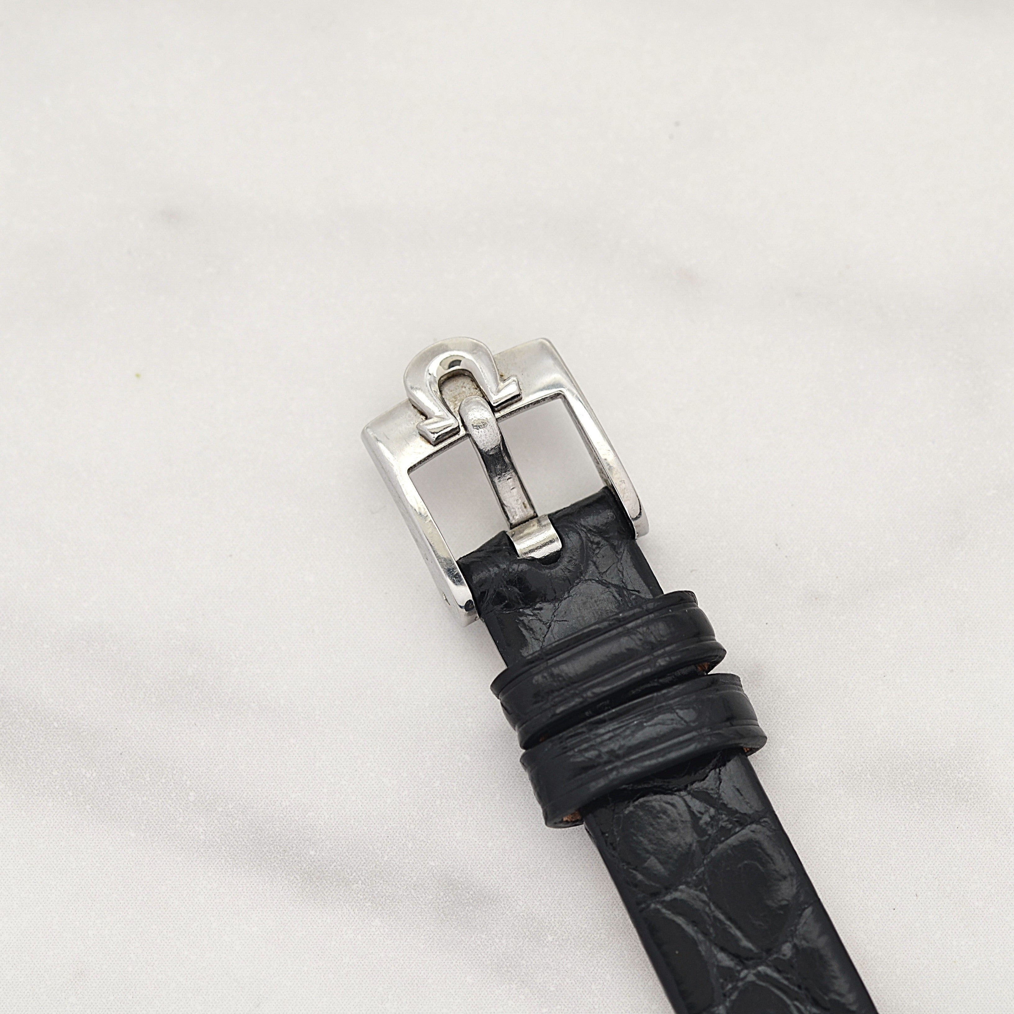 [OMEGA] Omega Round Model Stainless Steel Women's Size Silver Upright Arabic with Genuine Buckle