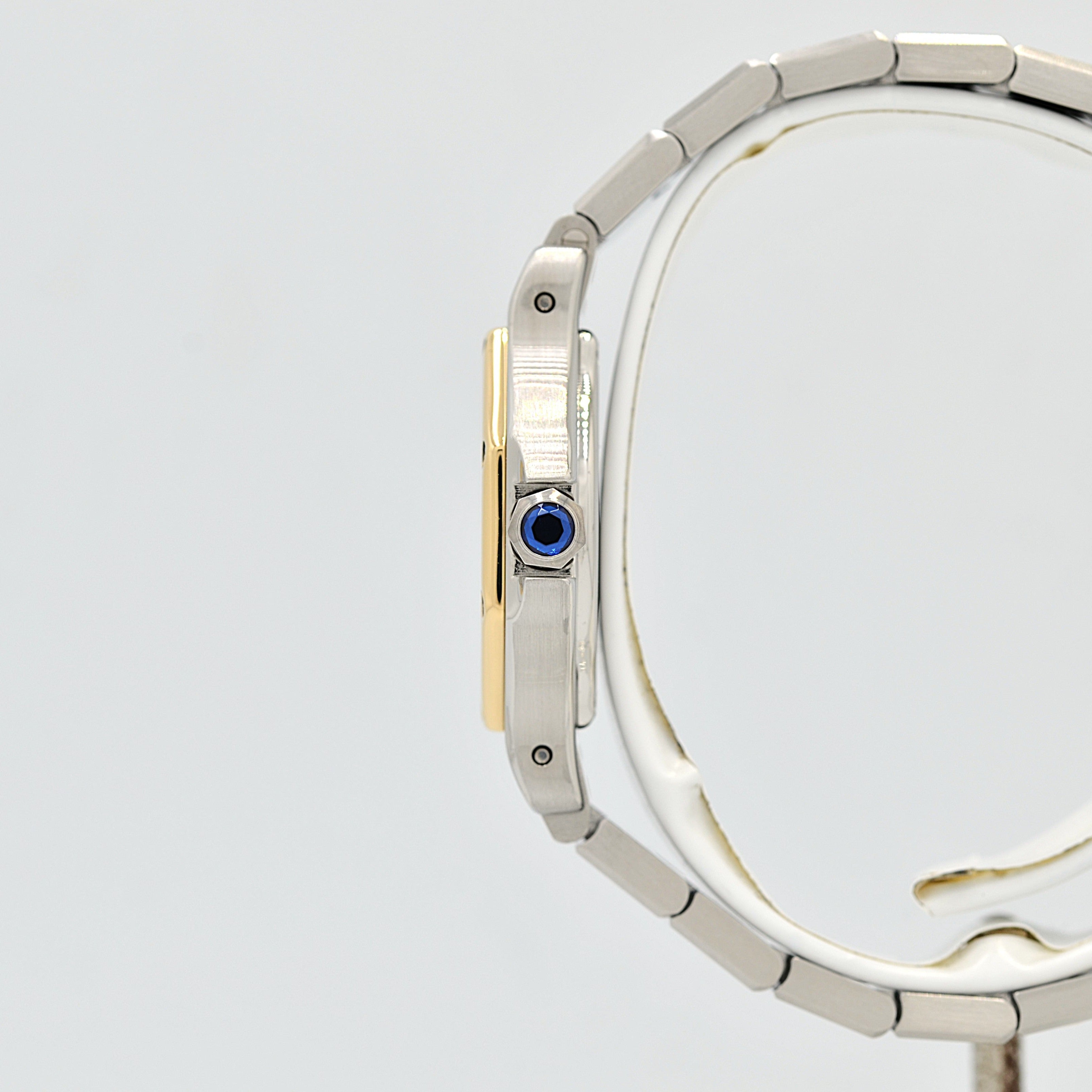 [Cartier] Cartier Santos Octagon SM 18K Yellow Gold x Stainless Steel Quartz Model with Double Buckle. Complete Cartier Service.