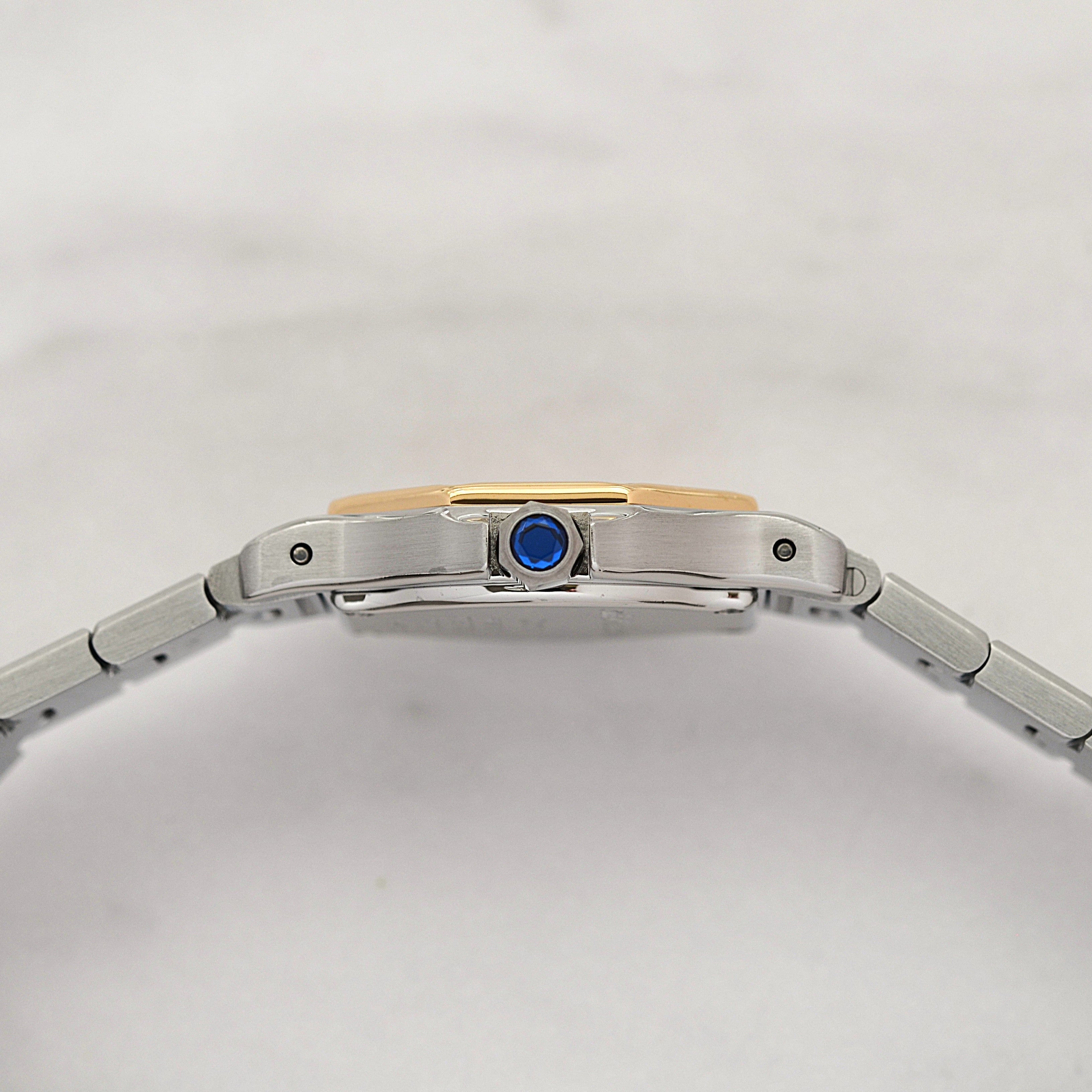 [Cartier] Cartier Santos Octagon SM 18K Yellow Gold x Stainless Steel Quartz Model with Double Buckle. Complete Cartier Service.