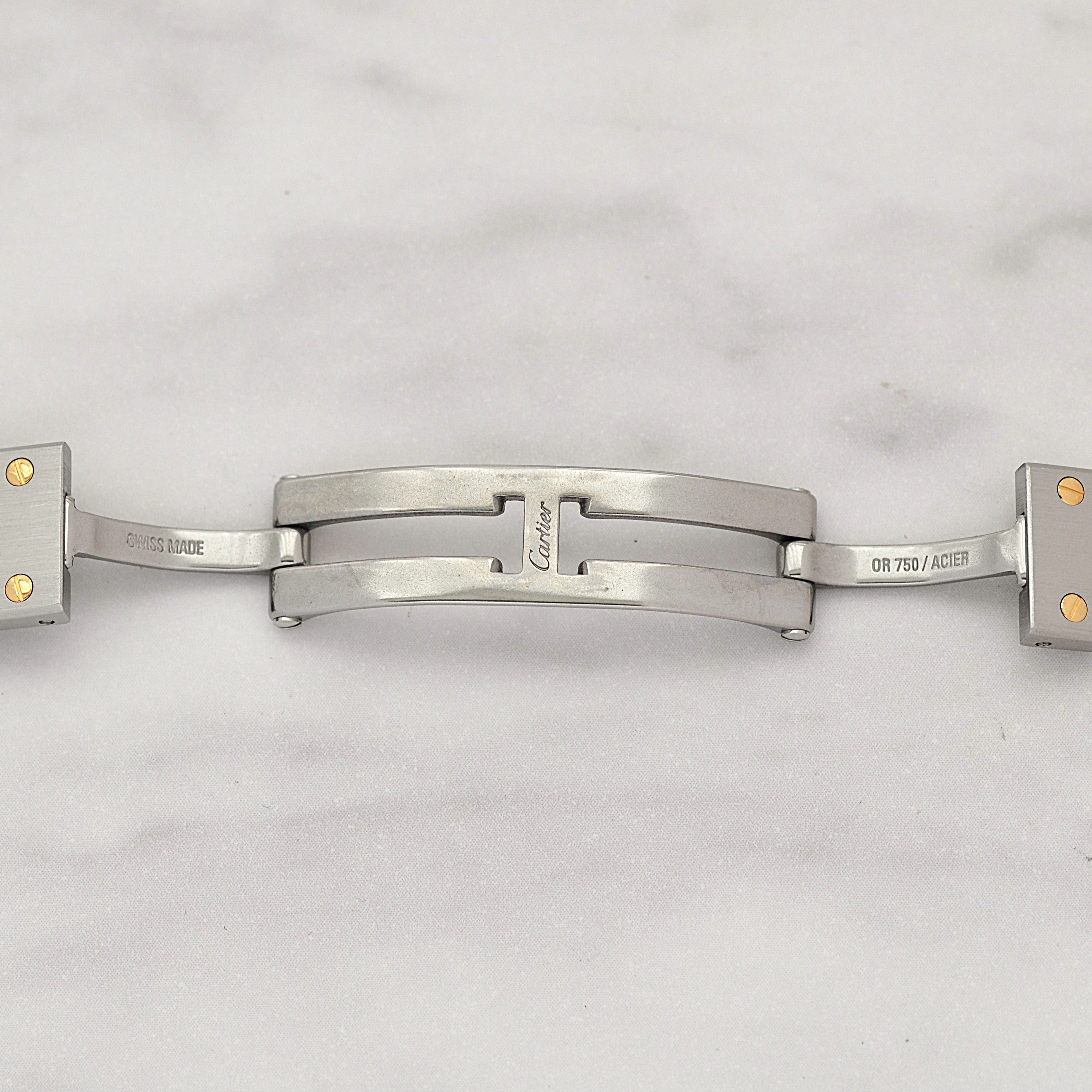 [Cartier] Cartier Santos Octagon SM 18K Yellow Gold x Stainless Steel Quartz Model with Double Buckle. Complete Cartier Service.