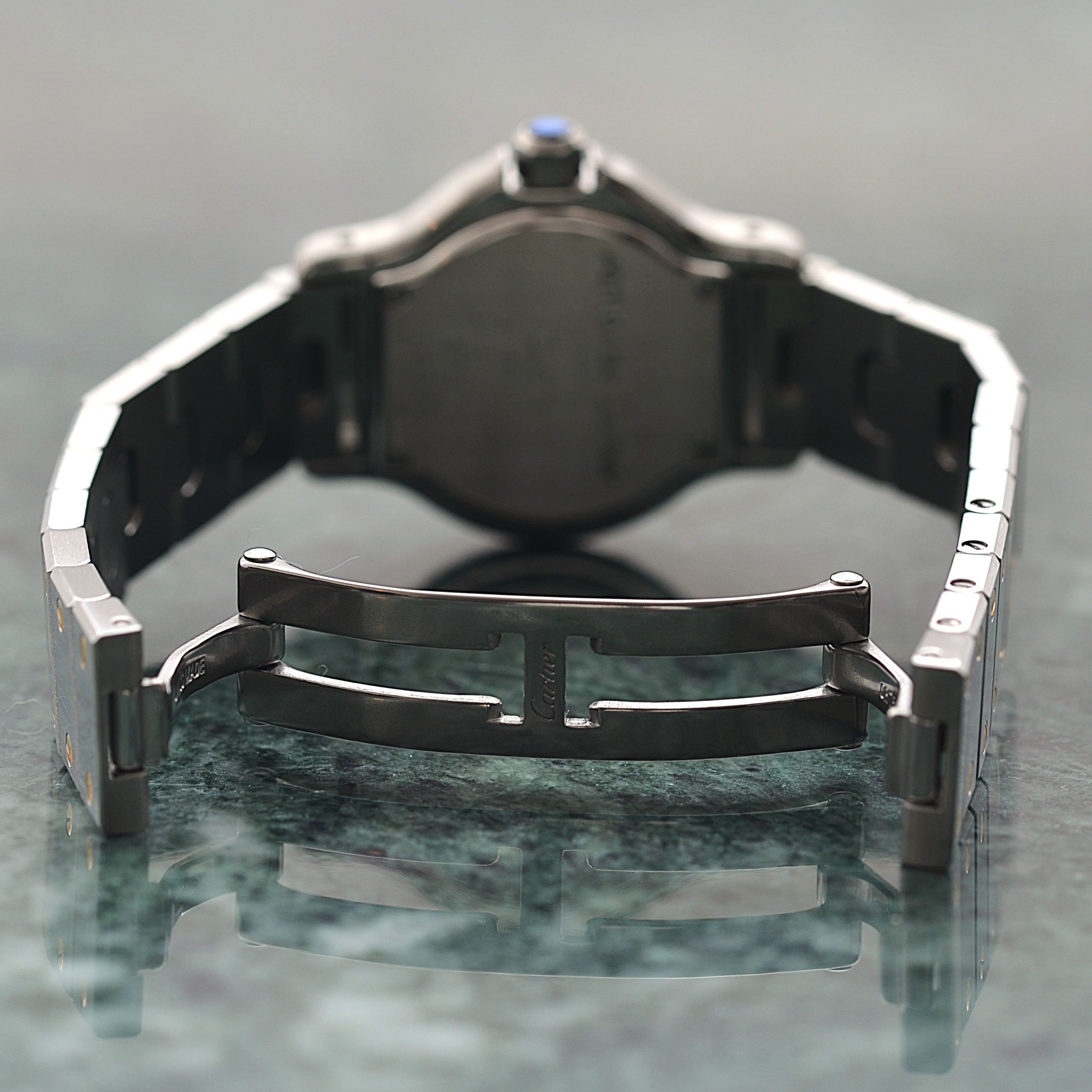 [Cartier] Cartier Santos Octagon SM 18K Yellow Gold x Stainless Steel Quartz Model with Double Buckle. Complete Cartier Service.