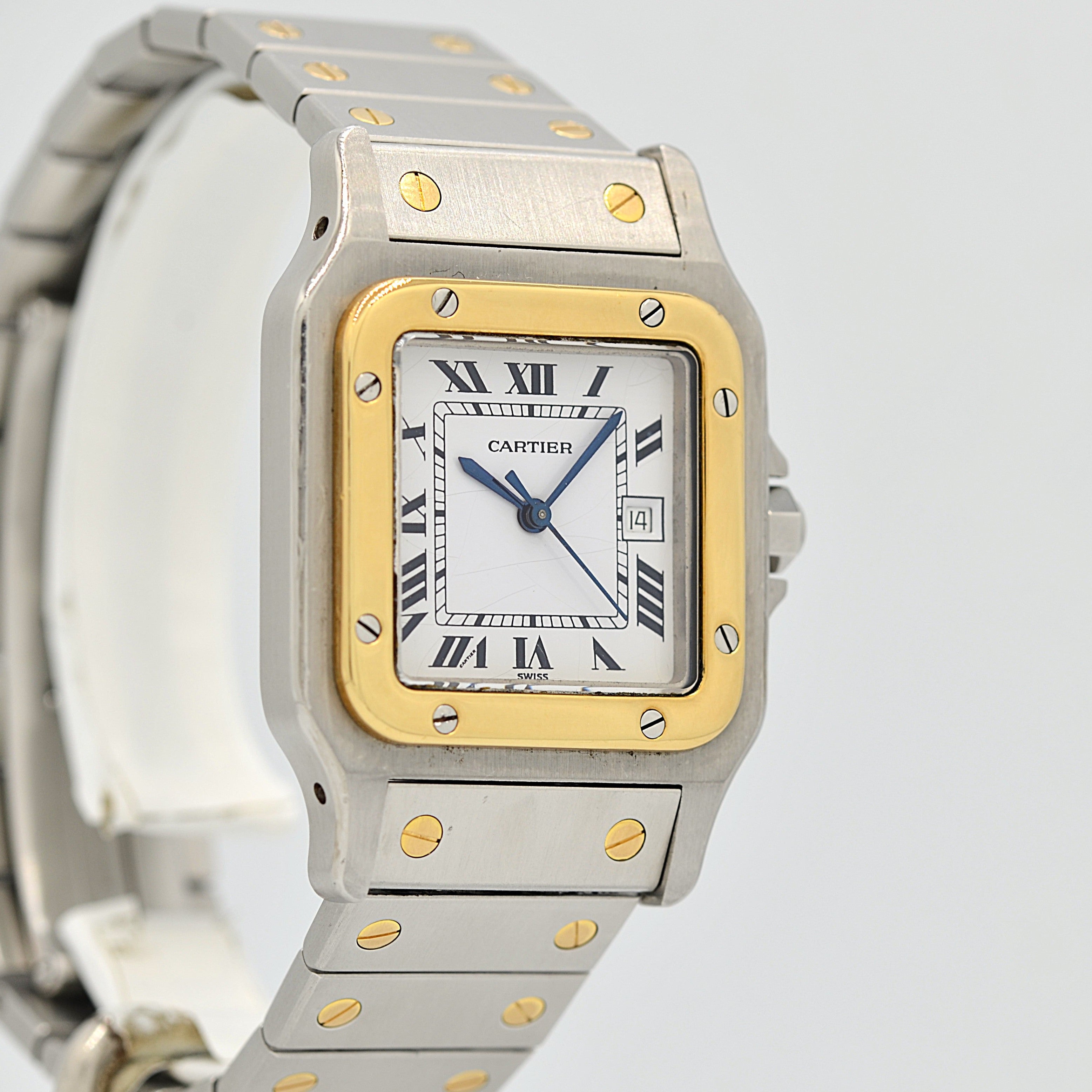 [Cartier] Cartier Santos Carree LM 18K Yellow Gold x Stainless Steel Double Buckle