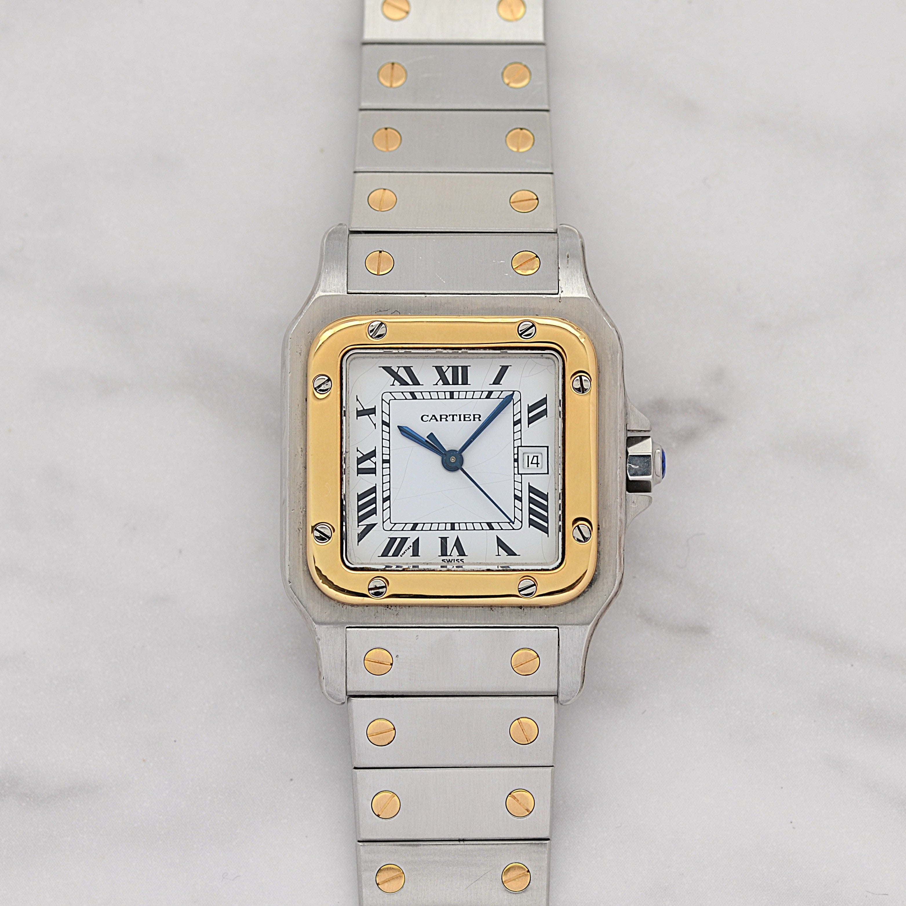 [Cartier] Cartier Santos Carree LM 18K Yellow Gold x Stainless Steel Double Buckle