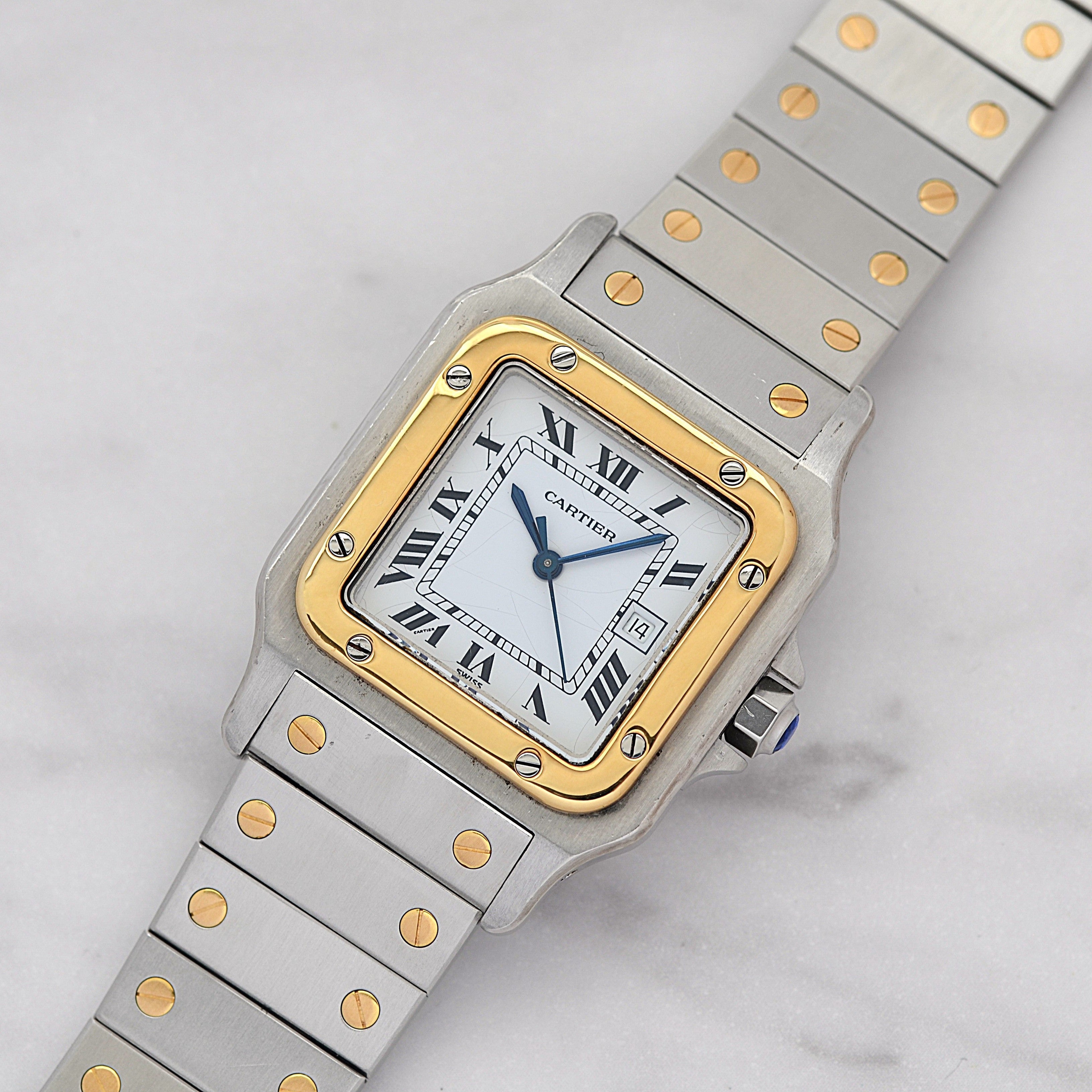 [Cartier] Cartier Santos Carree LM 18K Yellow Gold x Stainless Steel Double Buckle