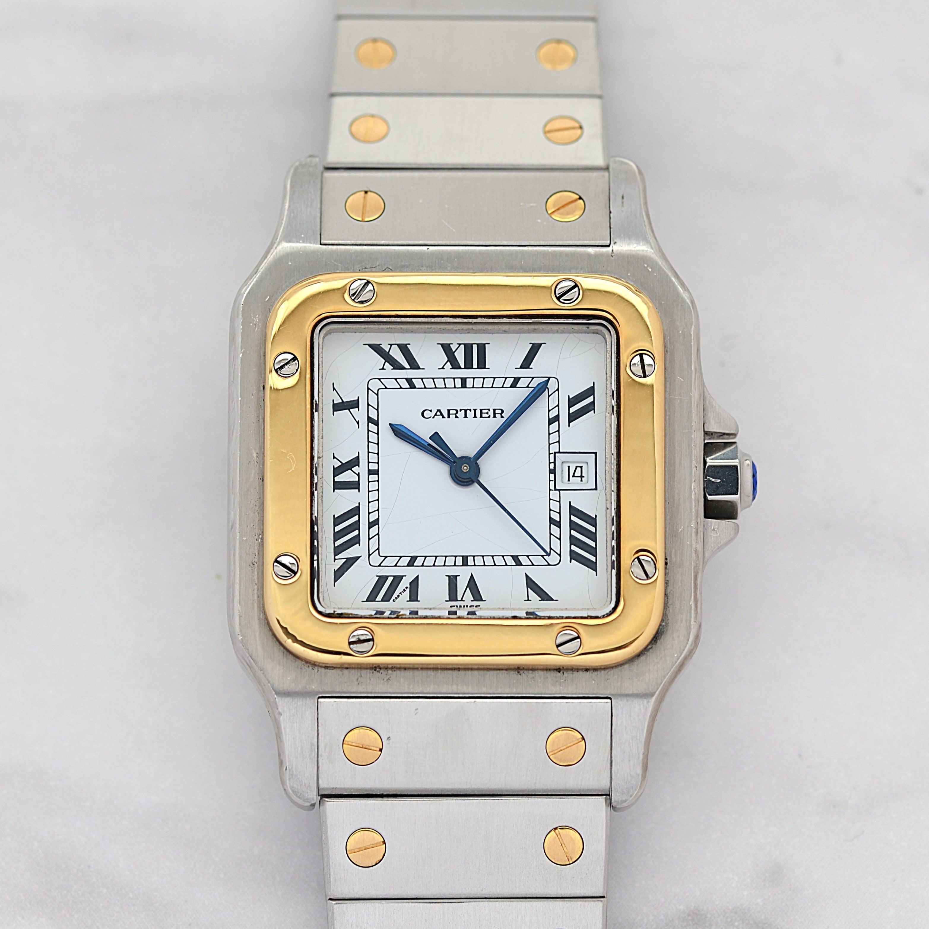 [Cartier] Cartier Santos Carree LM 18K Yellow Gold x Stainless Steel Double Buckle