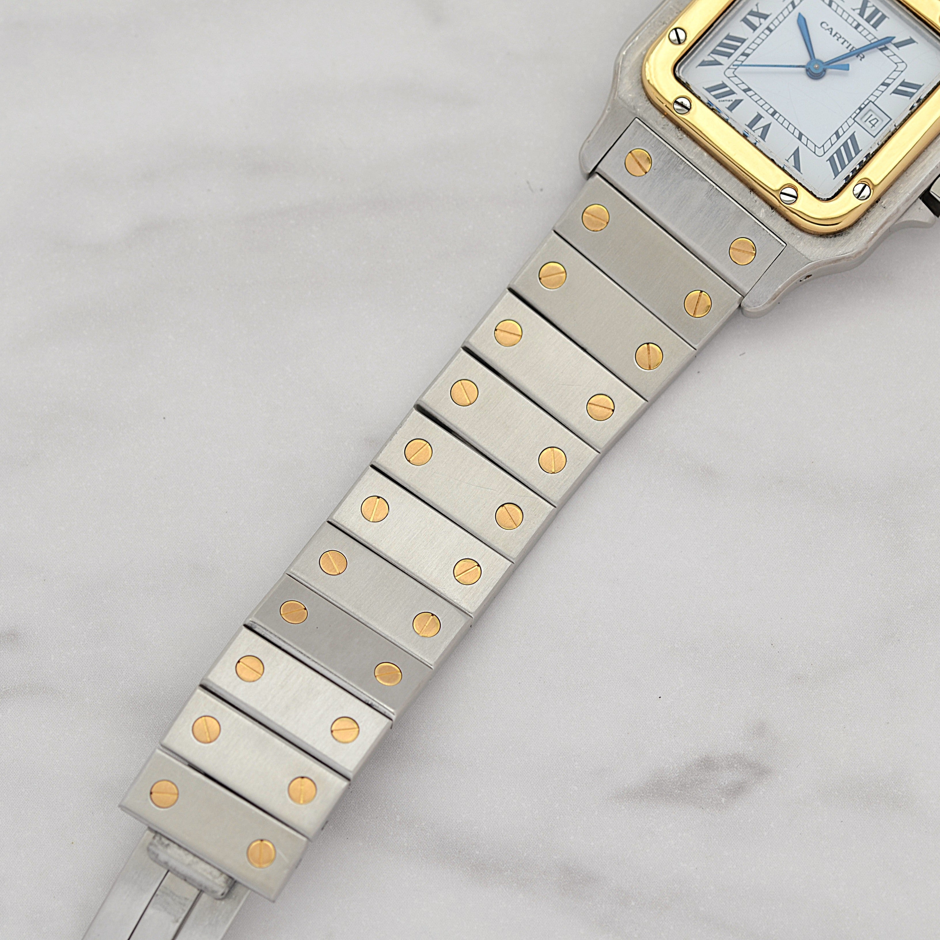 [Cartier] Cartier Santos Carree LM 18K Yellow Gold x Stainless Steel Double Buckle