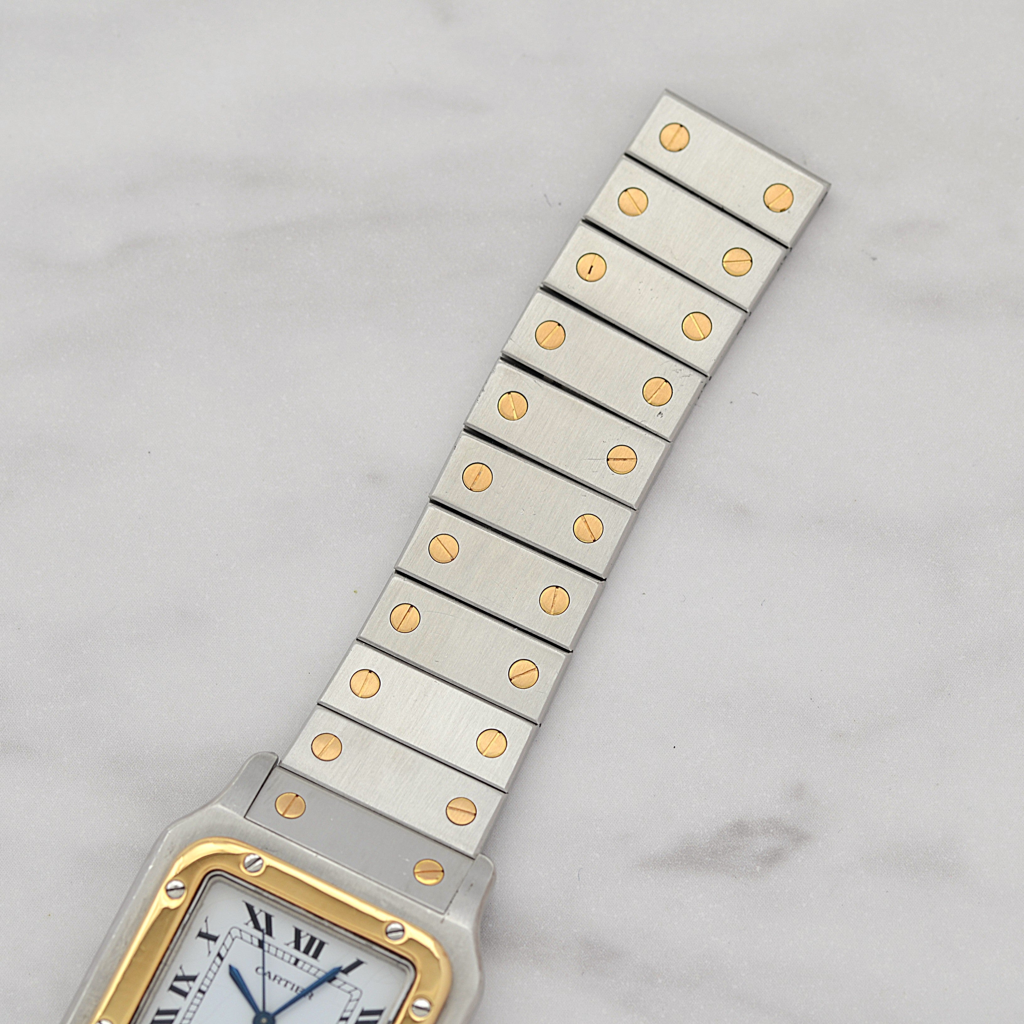 [Cartier] Cartier Santos Carree LM 18K Yellow Gold x Stainless Steel Double Buckle