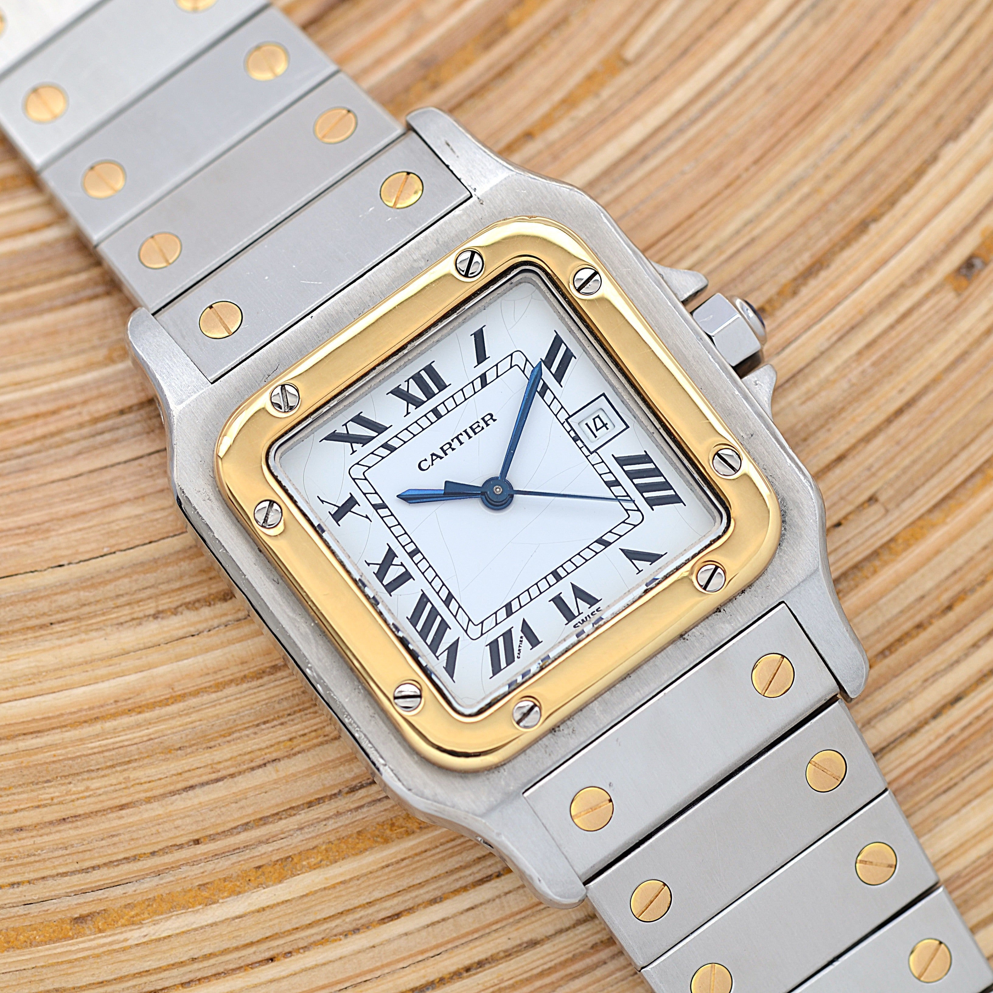 [Cartier] Cartier Santos Carree LM 18K Yellow Gold x Stainless Steel Double Buckle