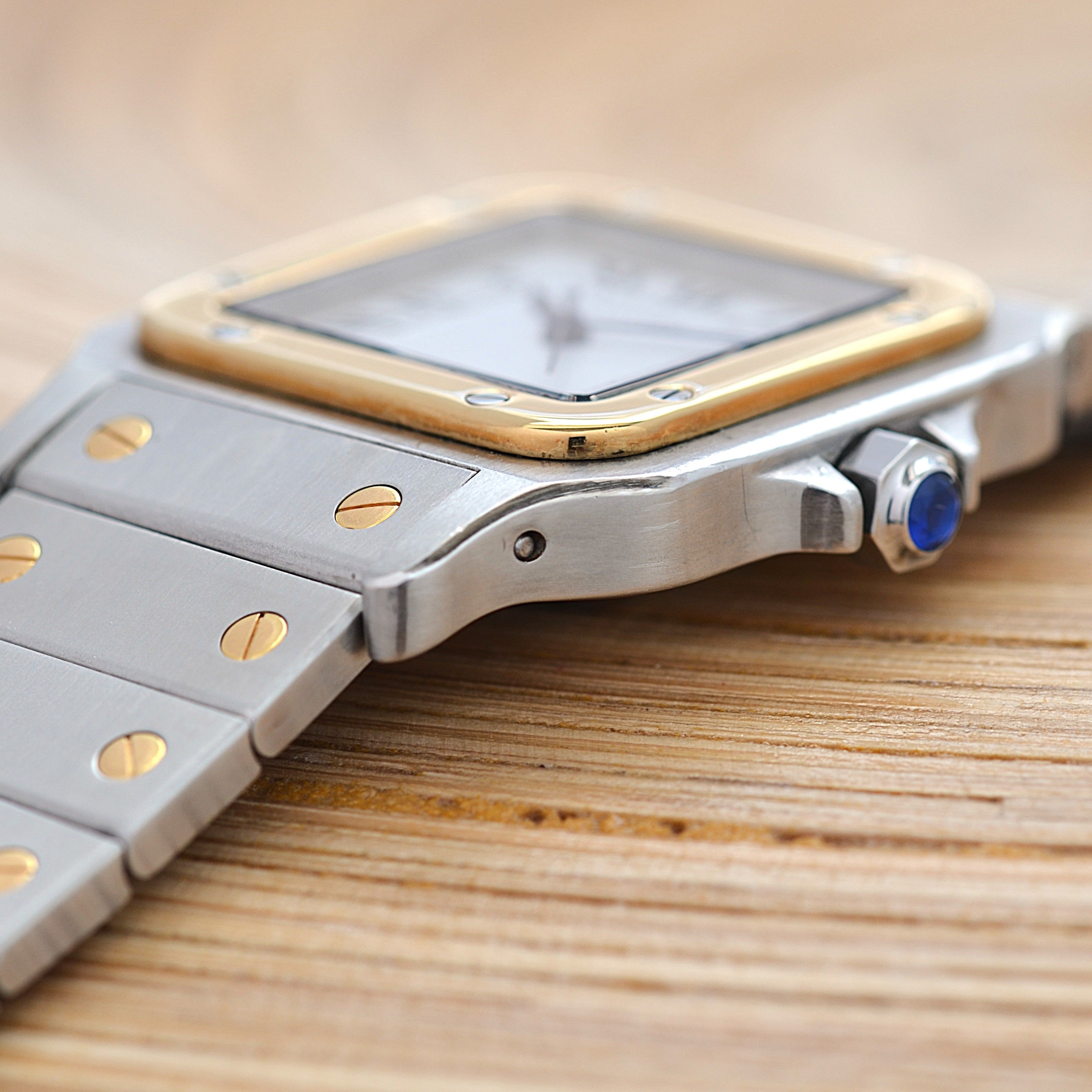 [Cartier] Cartier Santos Carree LM 18K Yellow Gold x Stainless Steel Double Buckle