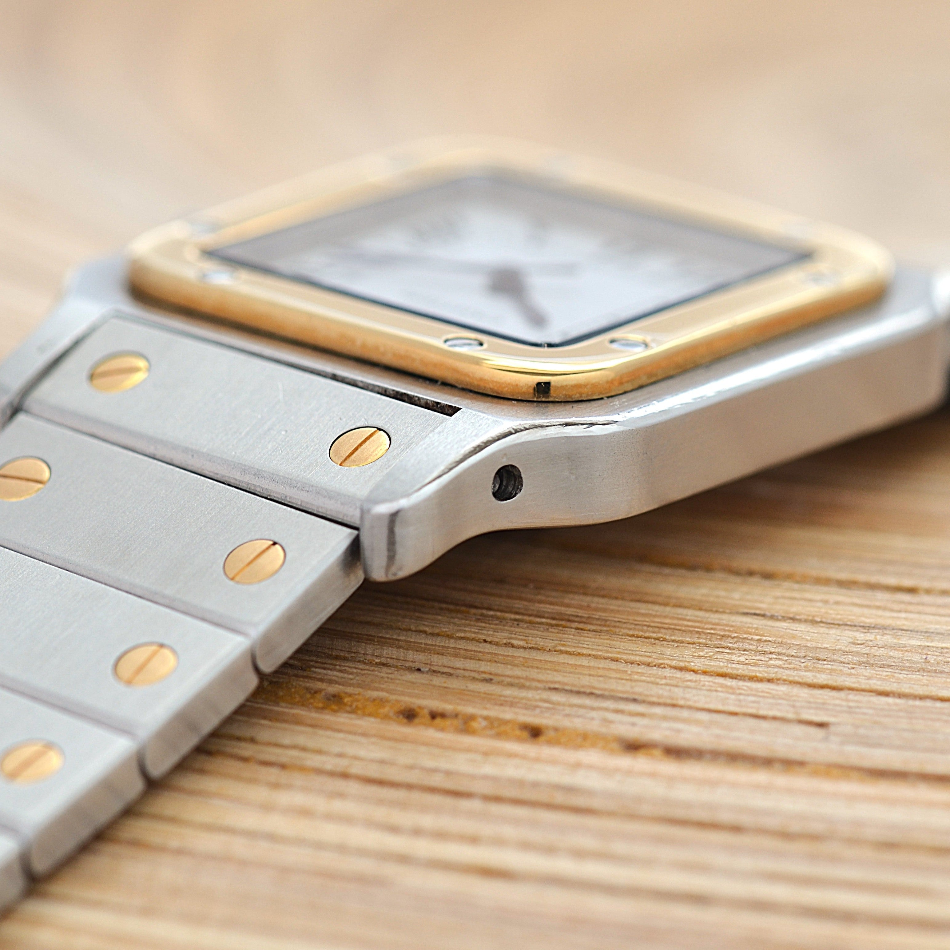 [Cartier] Cartier Santos Carree LM 18K Yellow Gold x Stainless Steel Double Buckle