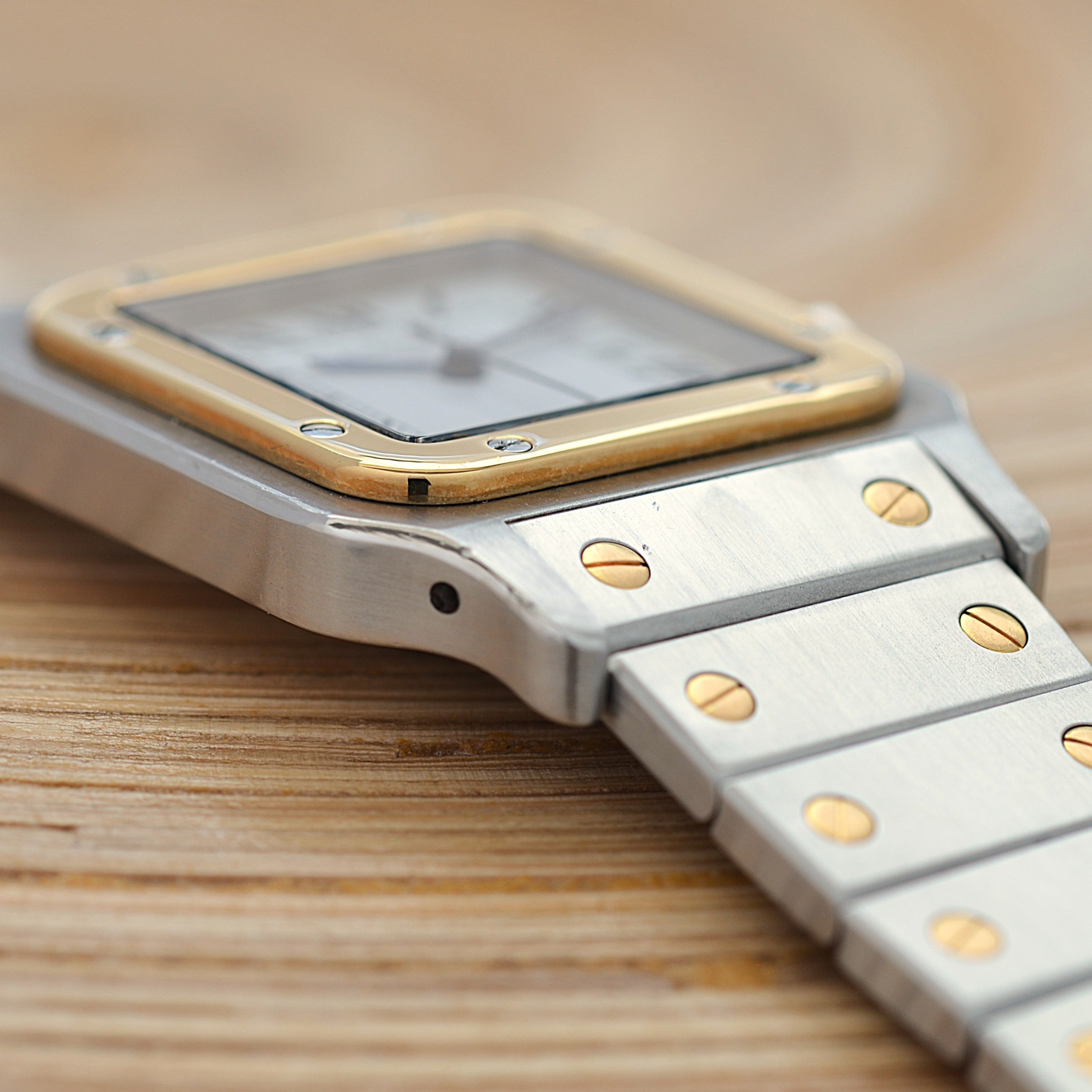 [Cartier] Cartier Santos Carree LM 18K Yellow Gold x Stainless Steel Double Buckle