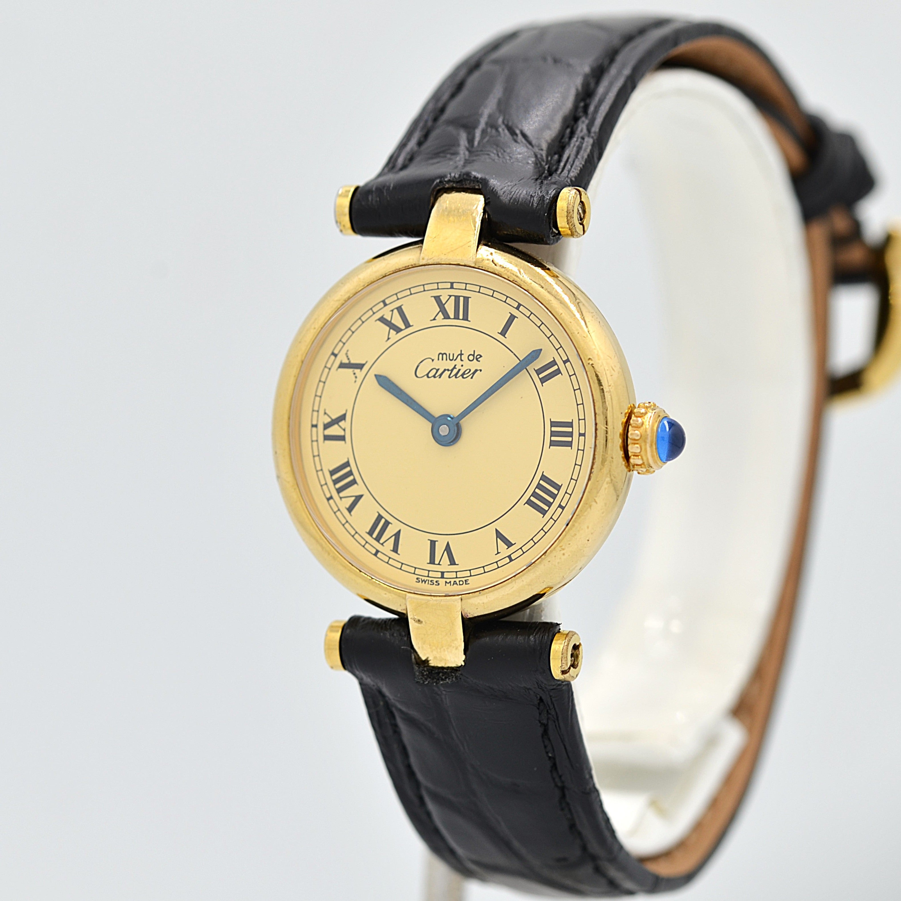 【Cartier】カルティエ マストヴァンドームSM アイボリーローマ SWISS MADE 表記 純正尾錠付き