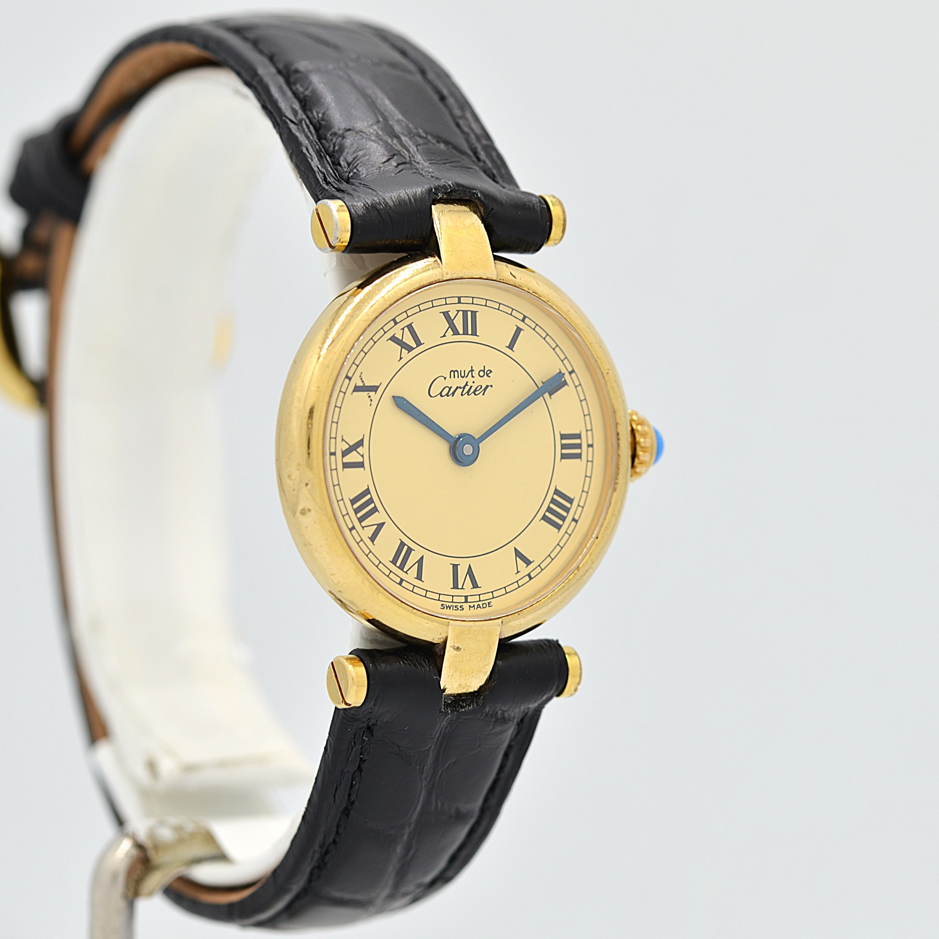 【Cartier】カルティエ マストヴァンドームSM アイボリーローマ SWISS MADE 表記 純正尾錠付き