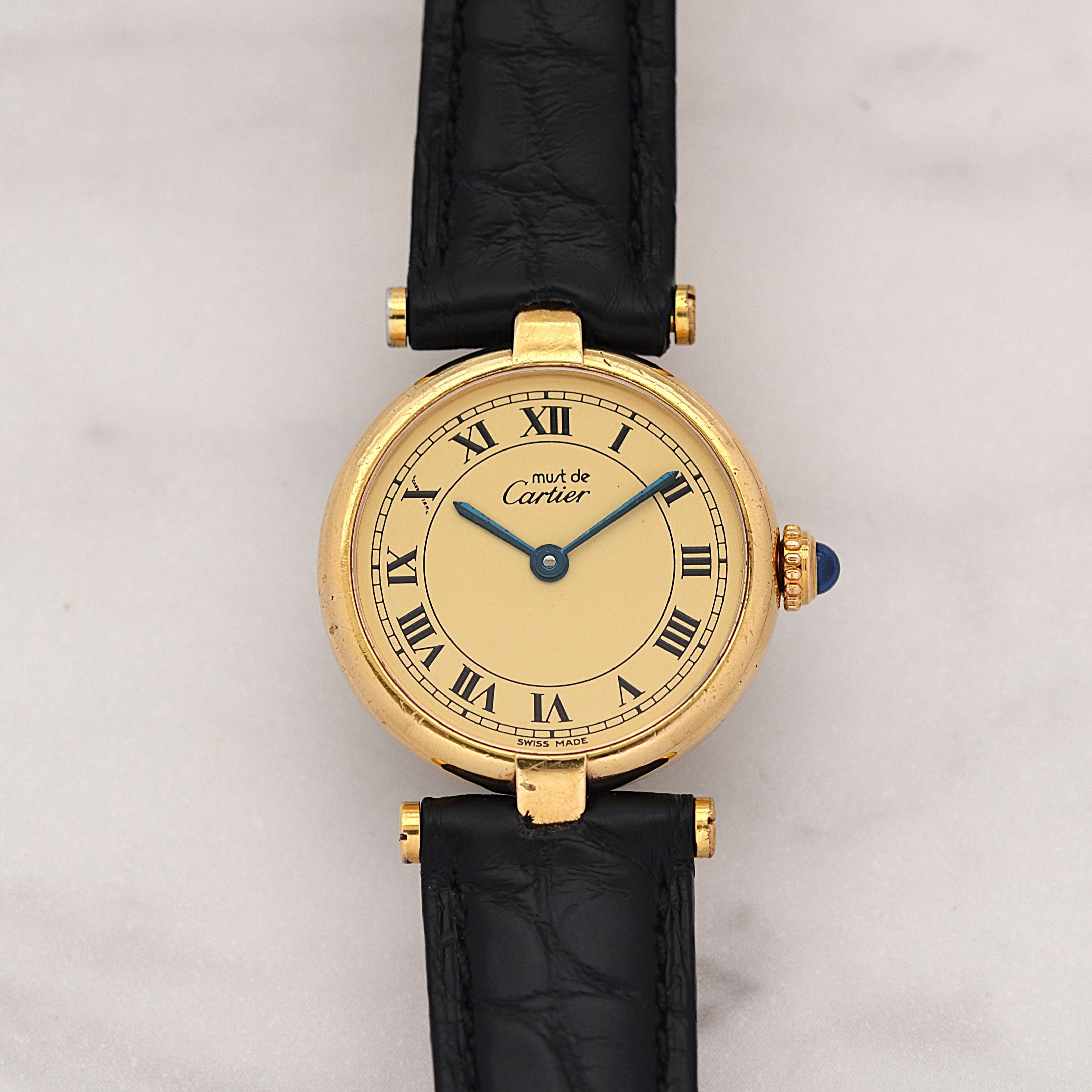 【Cartier】カルティエ マストヴァンドームSM アイボリーローマ SWISS MADE 表記 純正尾錠付き