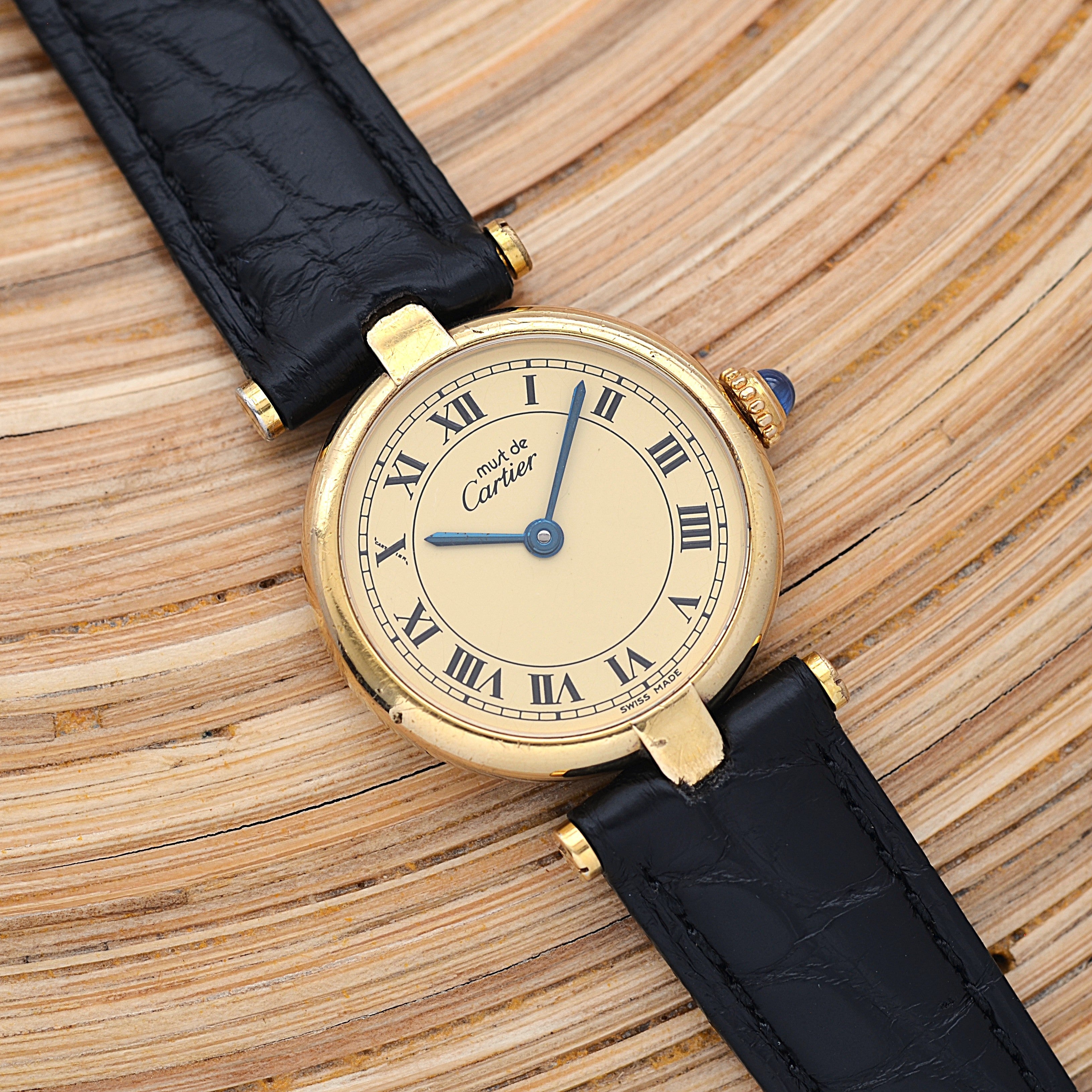 【Cartier】カルティエ マストヴァンドームSM アイボリーローマ SWISS MADE 表記 純正尾錠付き