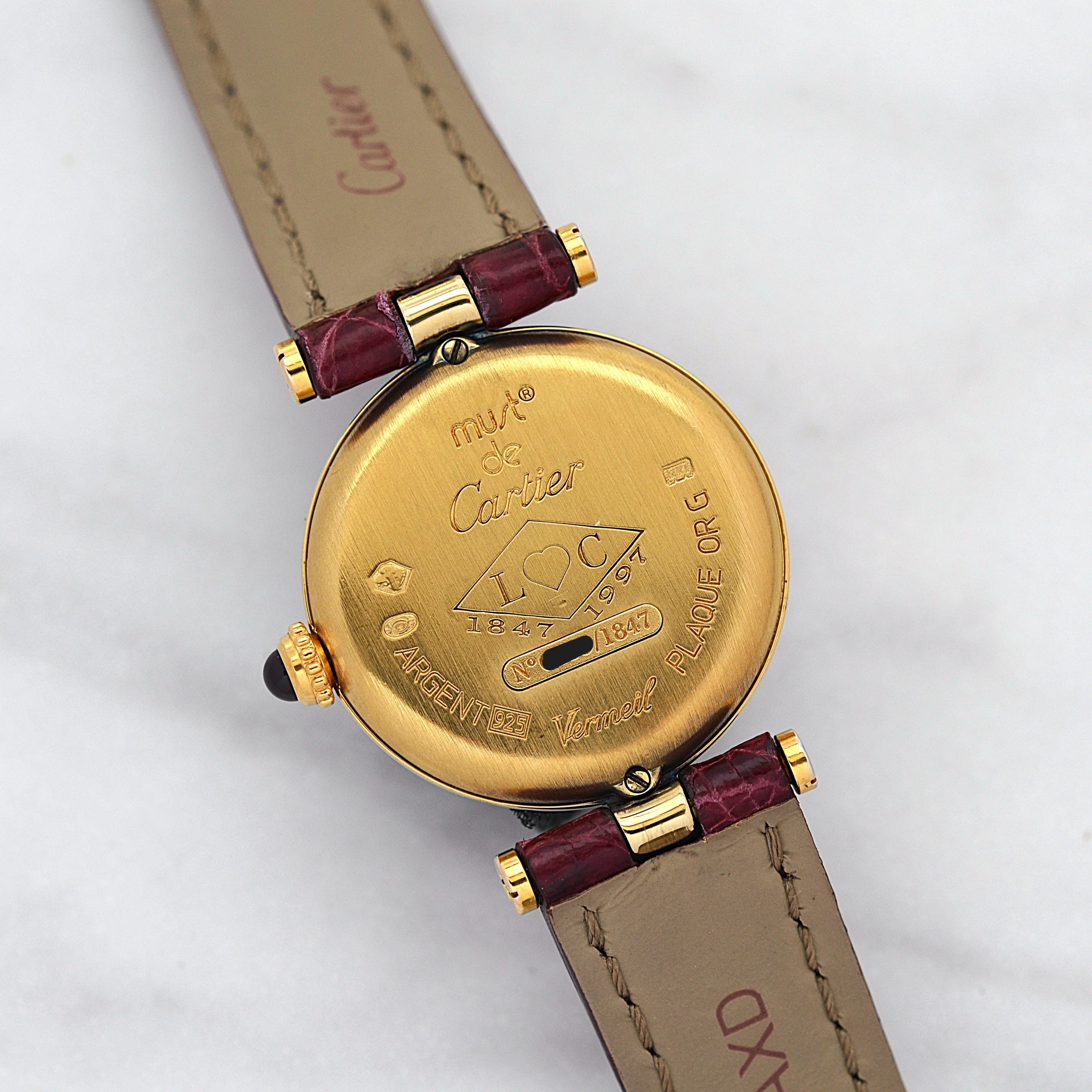 【Cartier】カルティエ マストヴァンドームSM カルティエ創業150周年モデル 世界限定1847本 純正Dバックル付き