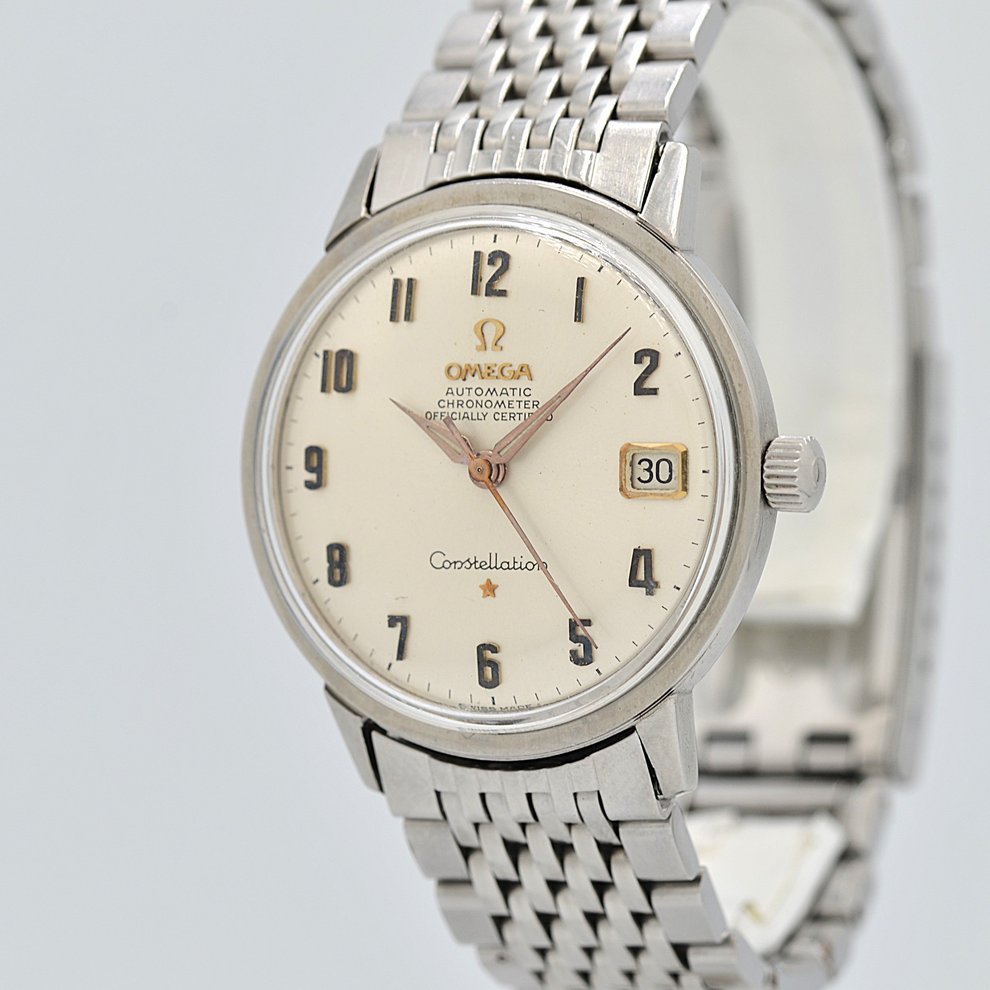 【OMEGA】オメガ コンステレーションデイト SS アップライトアラビア ピンクゴールドインデクス