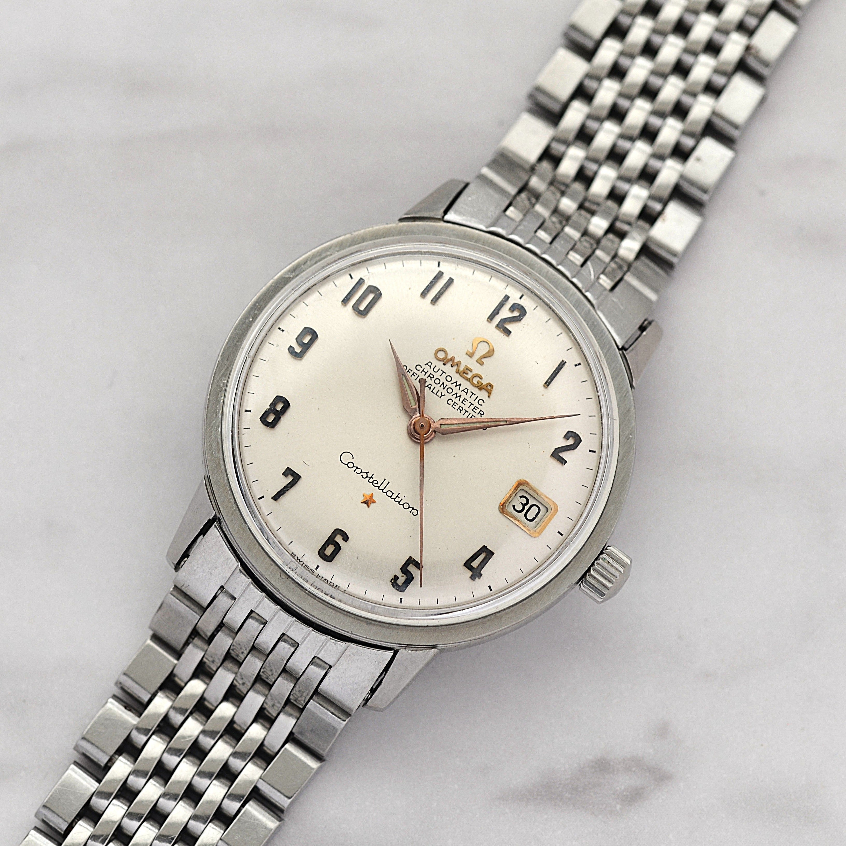 【OMEGA】オメガ コンステレーションデイト SS アップライトアラビア ピンクゴールドインデクス