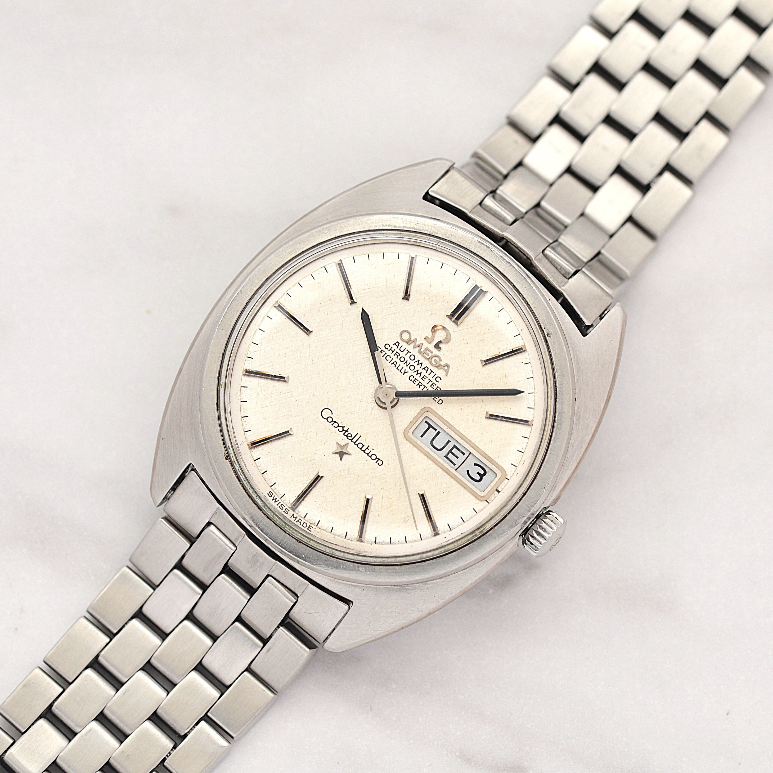 【OMEGA】オメガ コンステレーションデイデイト Cライン Silver bark dial