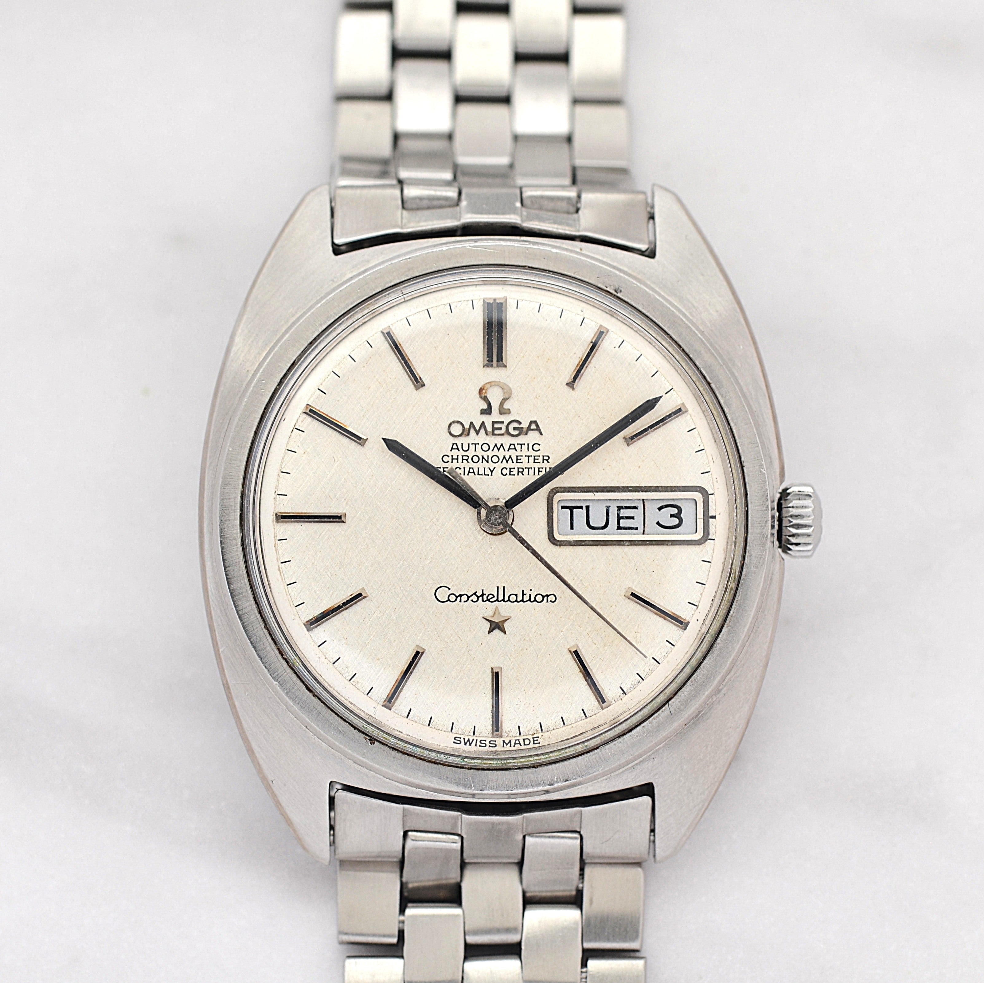 【OMEGA】オメガ コンステレーションデイデイト Cライン Silver bark dial