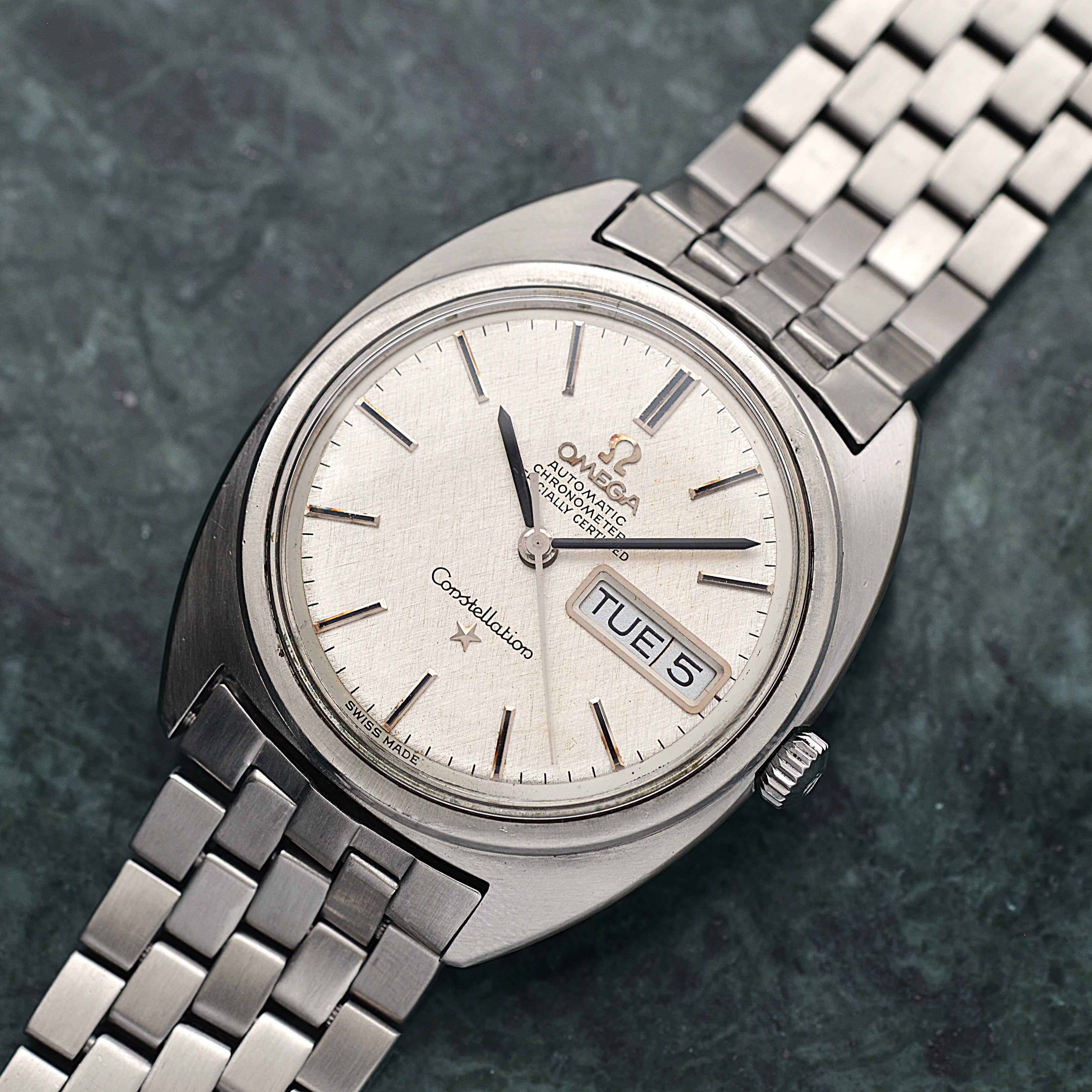【OMEGA】オメガ コンステレーションデイデイト Cライン Silver bark dial
