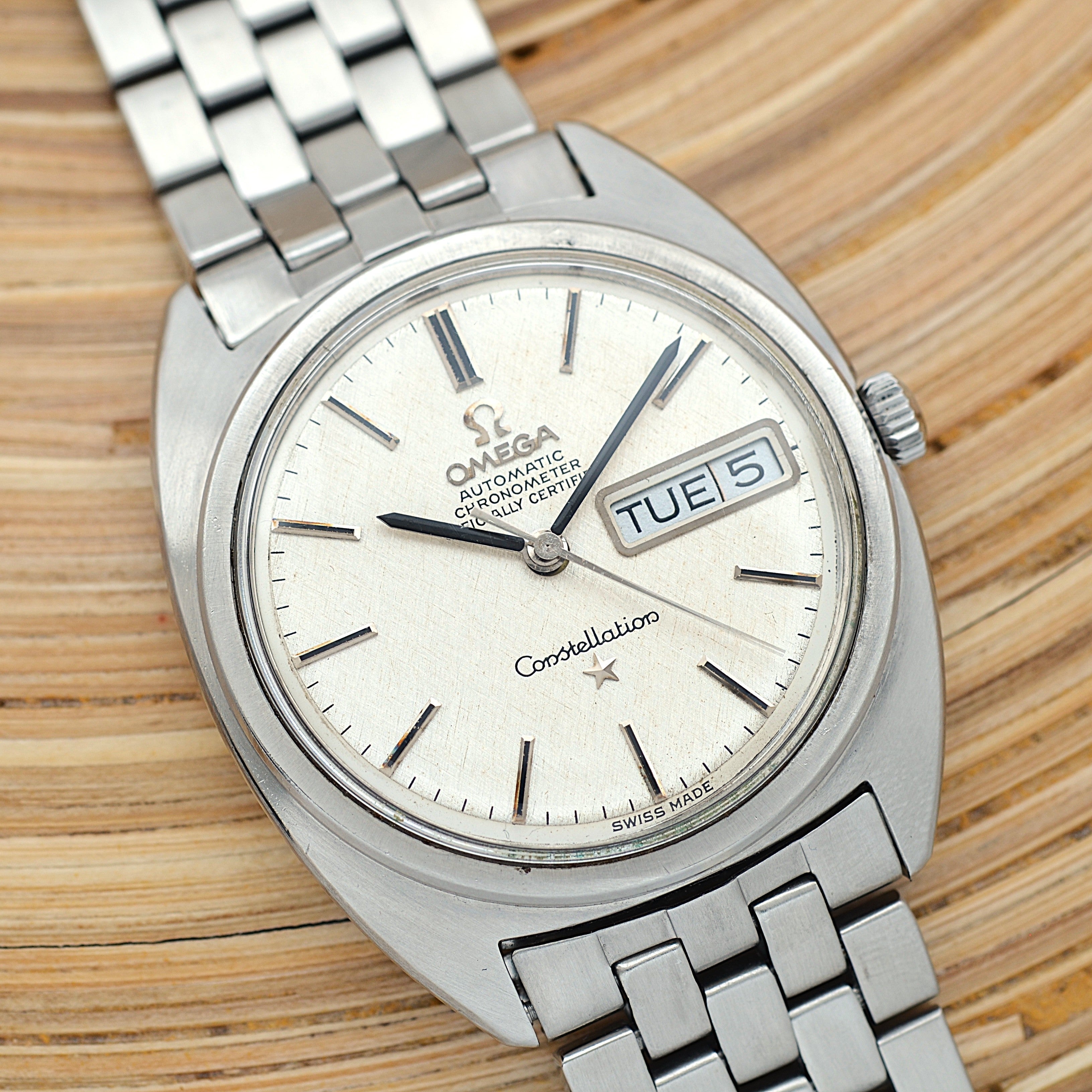 【OMEGA】オメガ コンステレーションデイデイト Cライン Silver bark dial