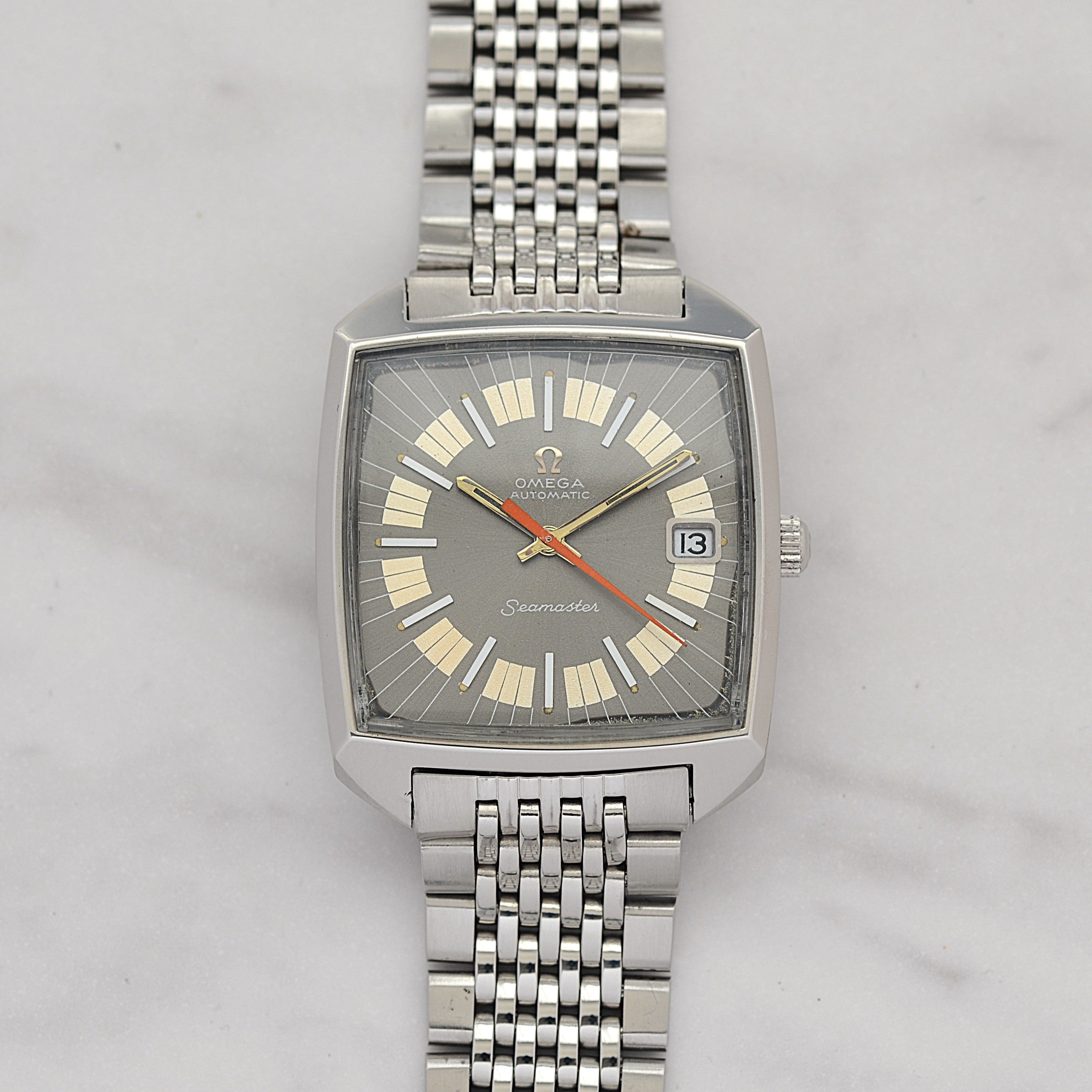 【OMEGA】オメガ シーマスターデイト SS スクエアケース 2トーングレー文字盤 Cal.565