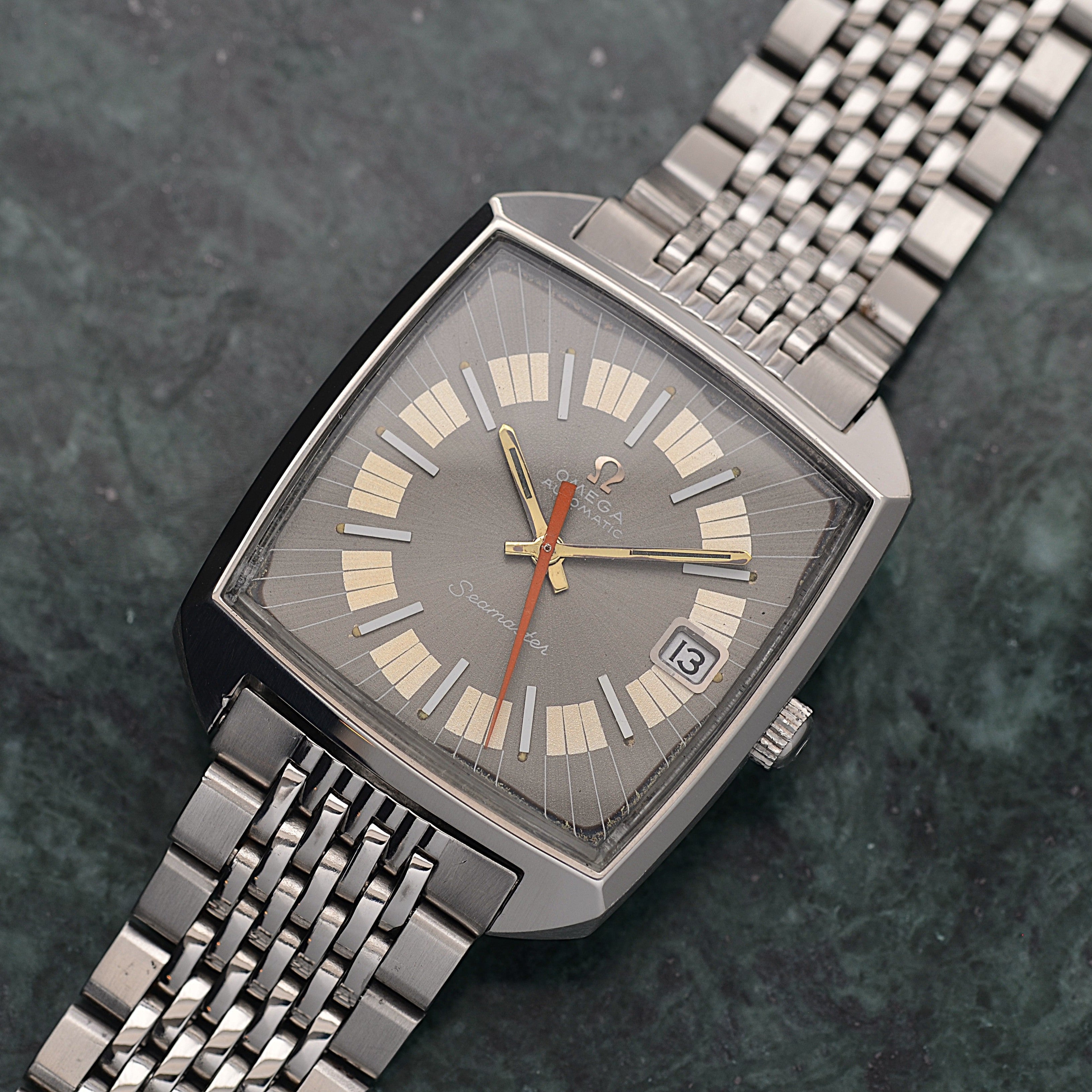 【OMEGA】オメガ シーマスターデイト SS スクエアケース 2トーングレー文字盤 Cal.565