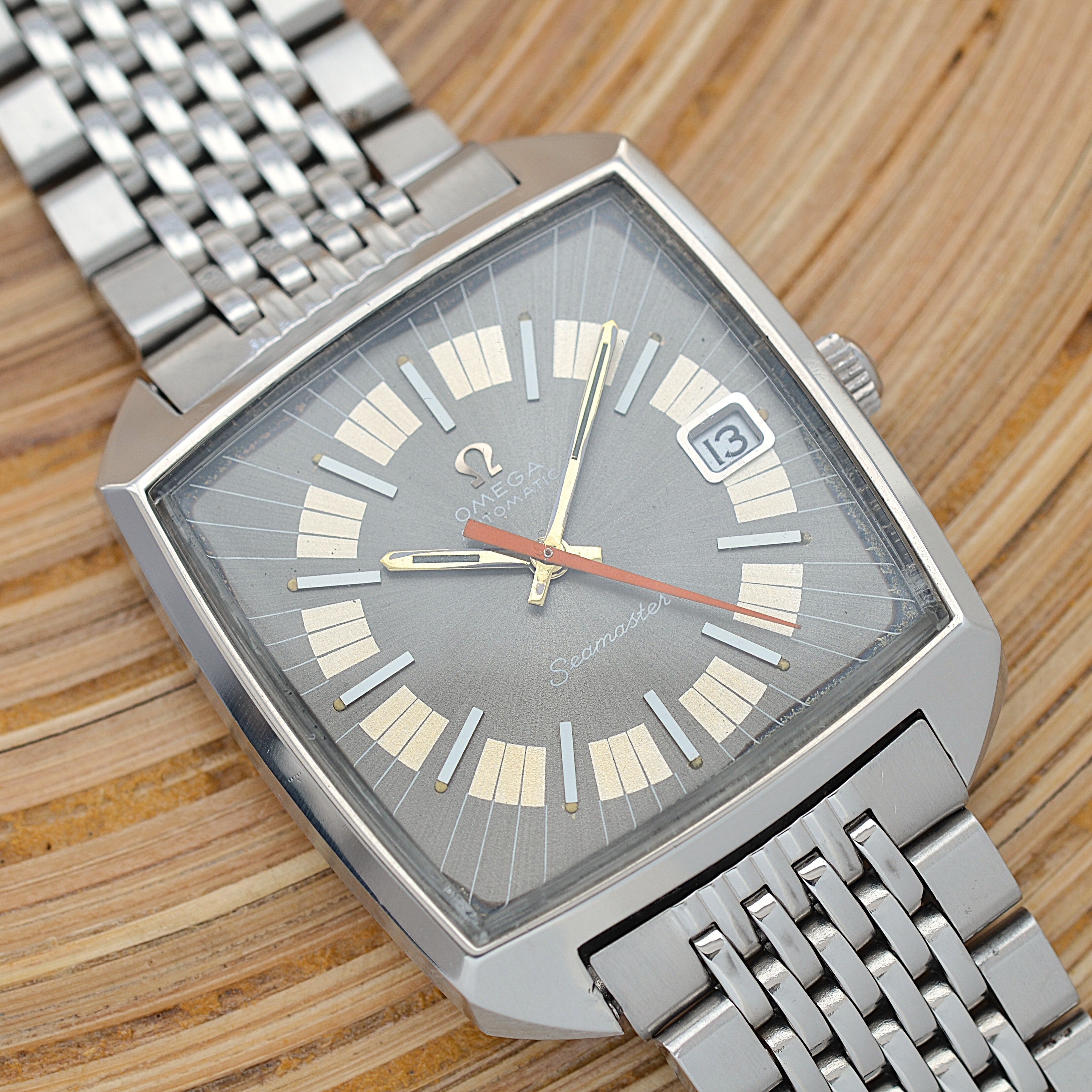 【OMEGA】オメガ シーマスターデイト SS スクエアケース 2トーングレー文字盤 Cal.565