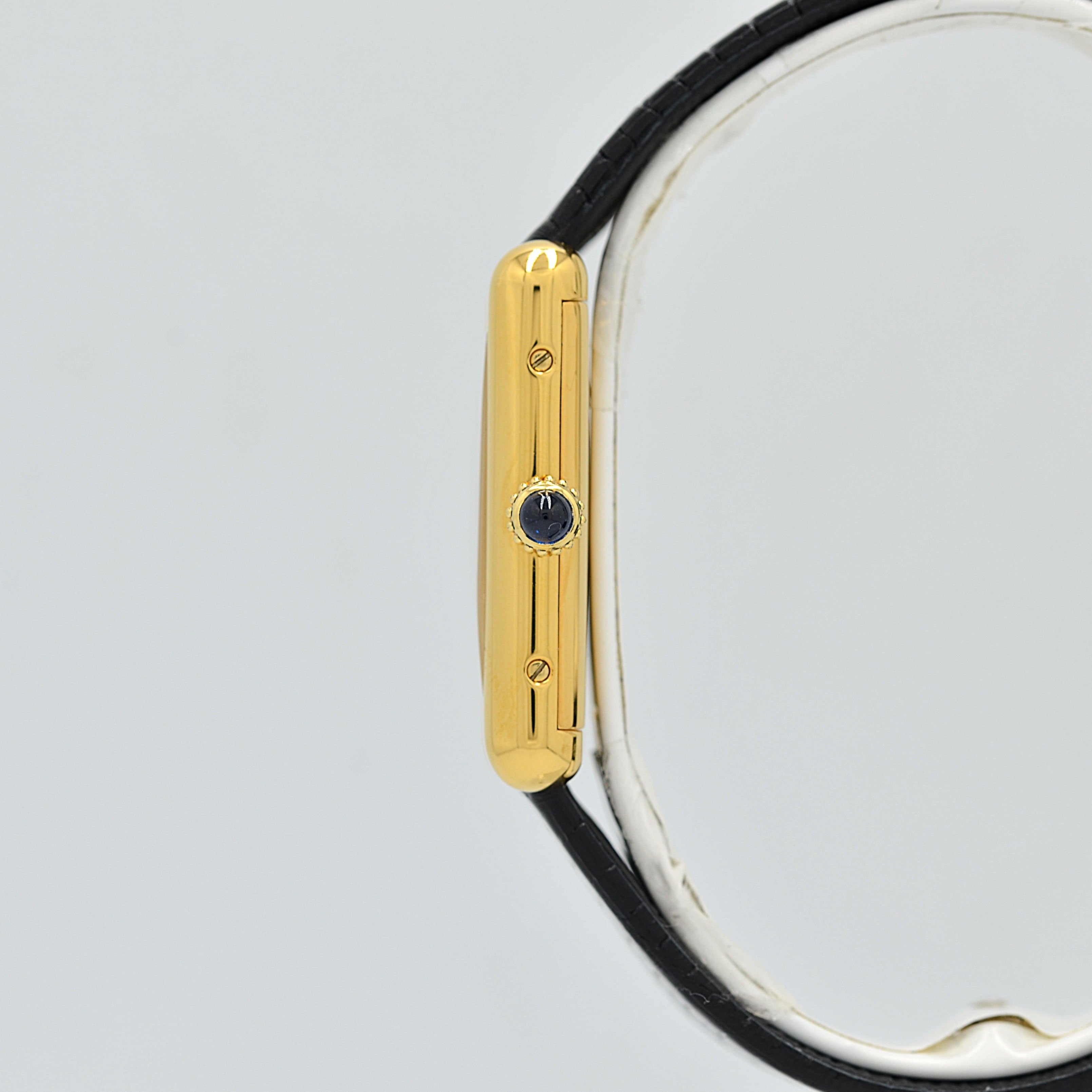 [Cartier] Cartier Must Tank LM Black Roman Manual Winding with Genuine Buckle