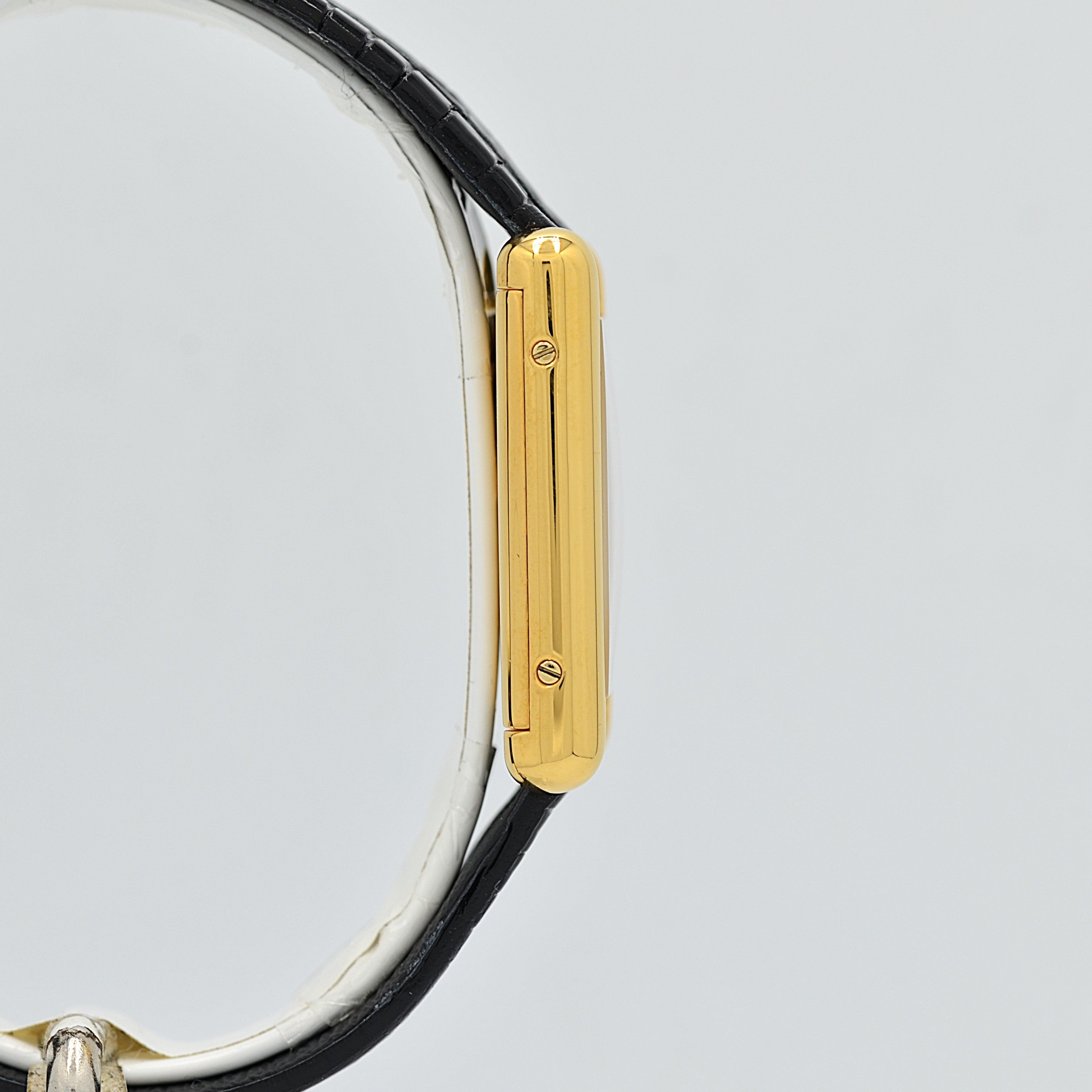 [Cartier] Cartier Must Tank LM Black Roman Manual Winding with Genuine Buckle