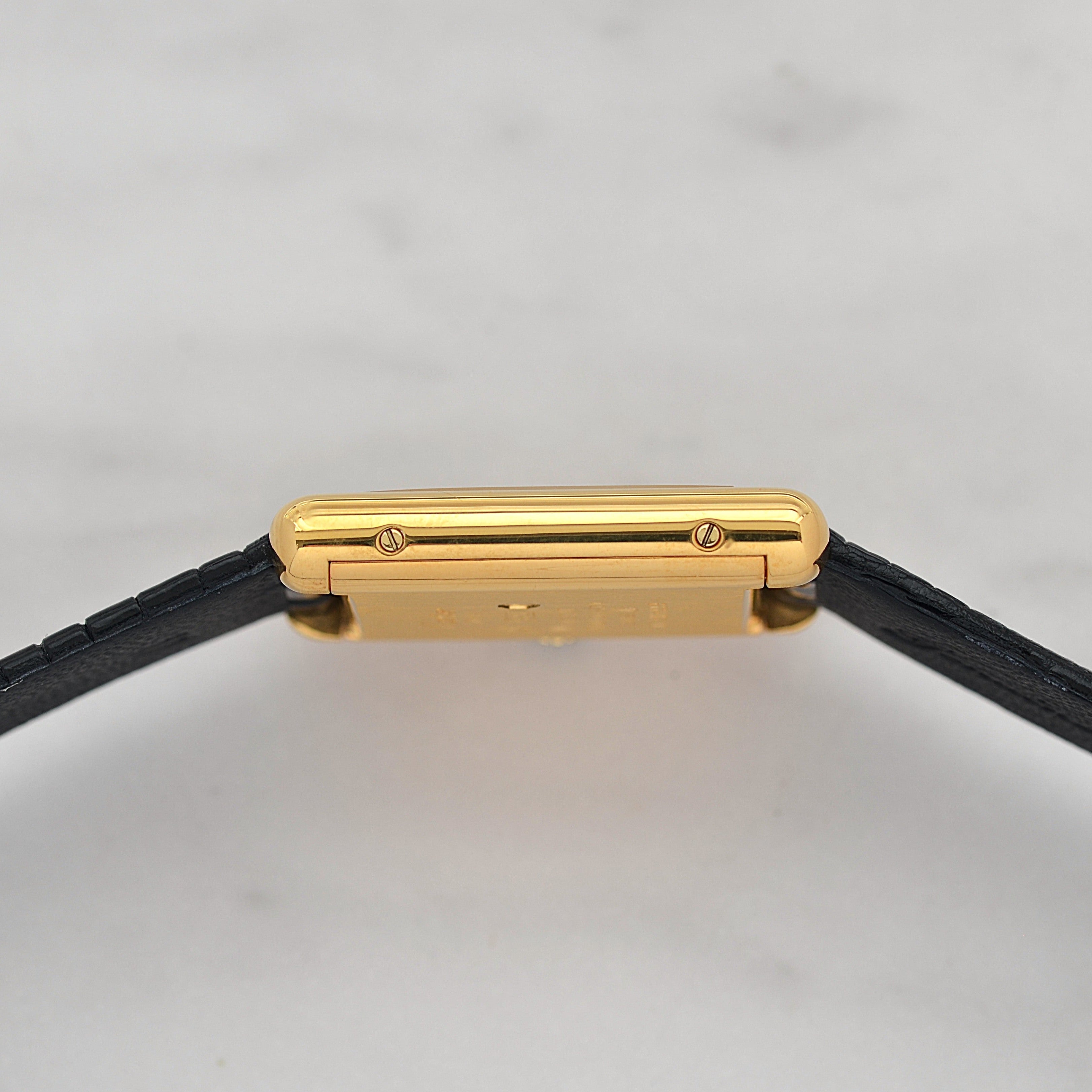 [Cartier] Cartier Must Tank LM Black Roman Manual Winding with Genuine Buckle