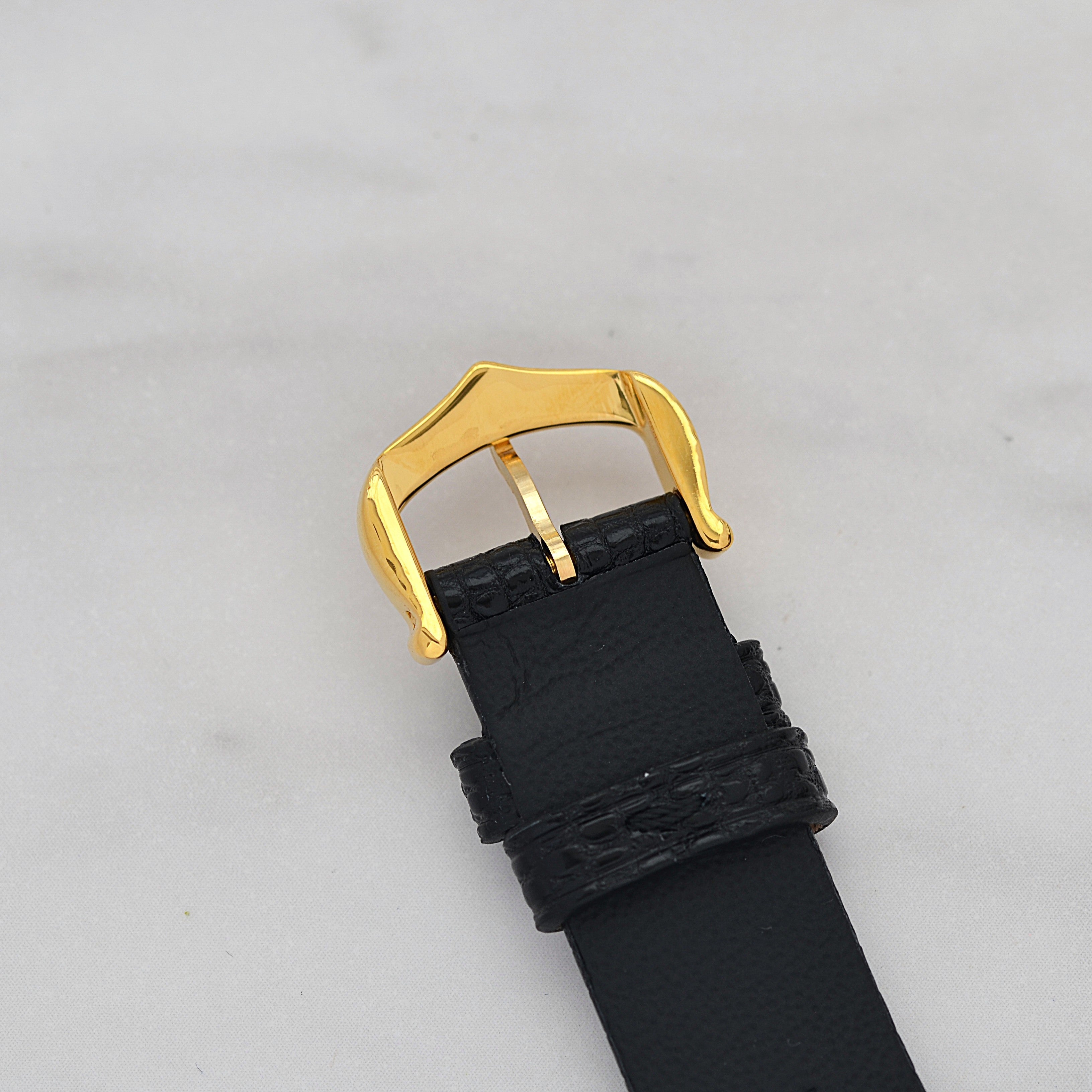 [Cartier] Cartier Must Tank LM Black Roman Manual Winding with Genuine Buckle