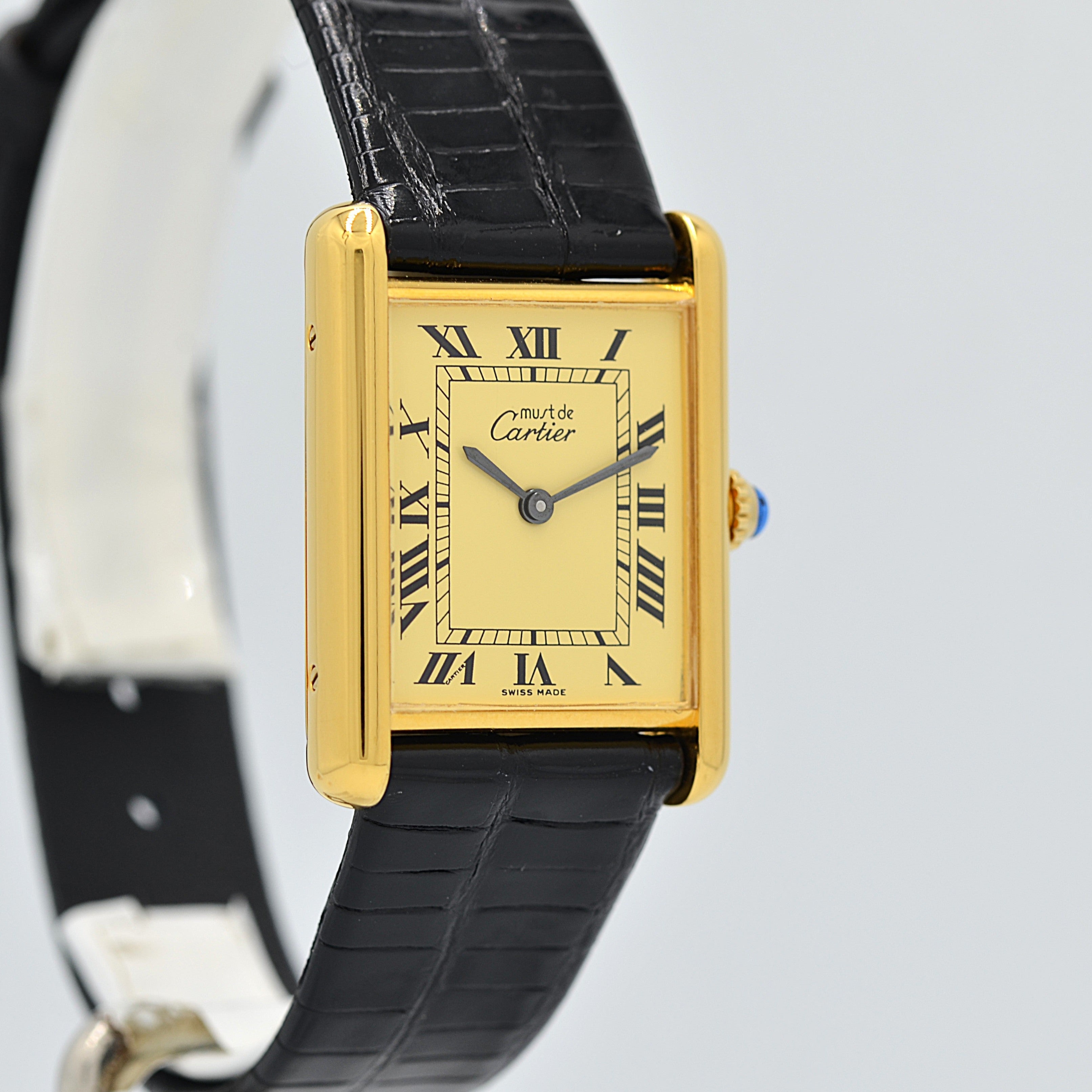 【Cartier】Cartier Must Tank LM Ivory Roman Dial Hand-Wound SWISS MADE Engraved, Full Set