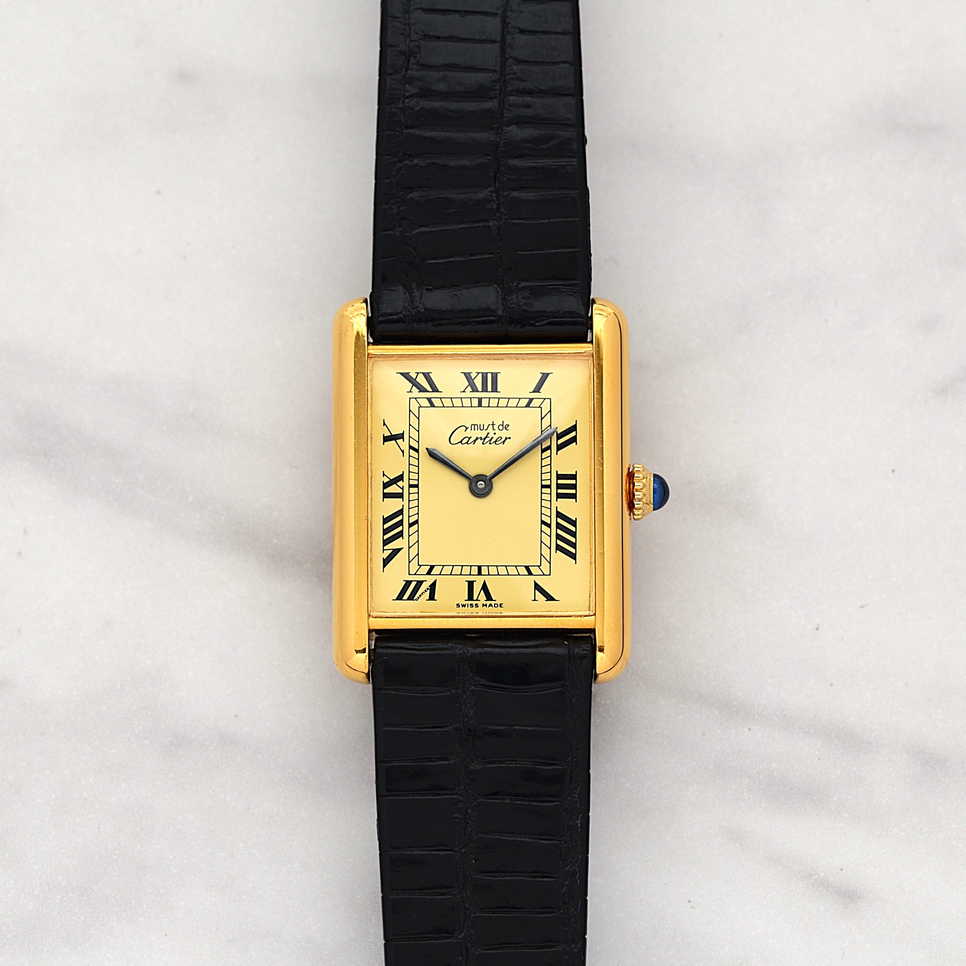 【Cartier】Cartier Must Tank LM Ivory Roman Dial Hand-Wound SWISS MADE Engraved, Full Set