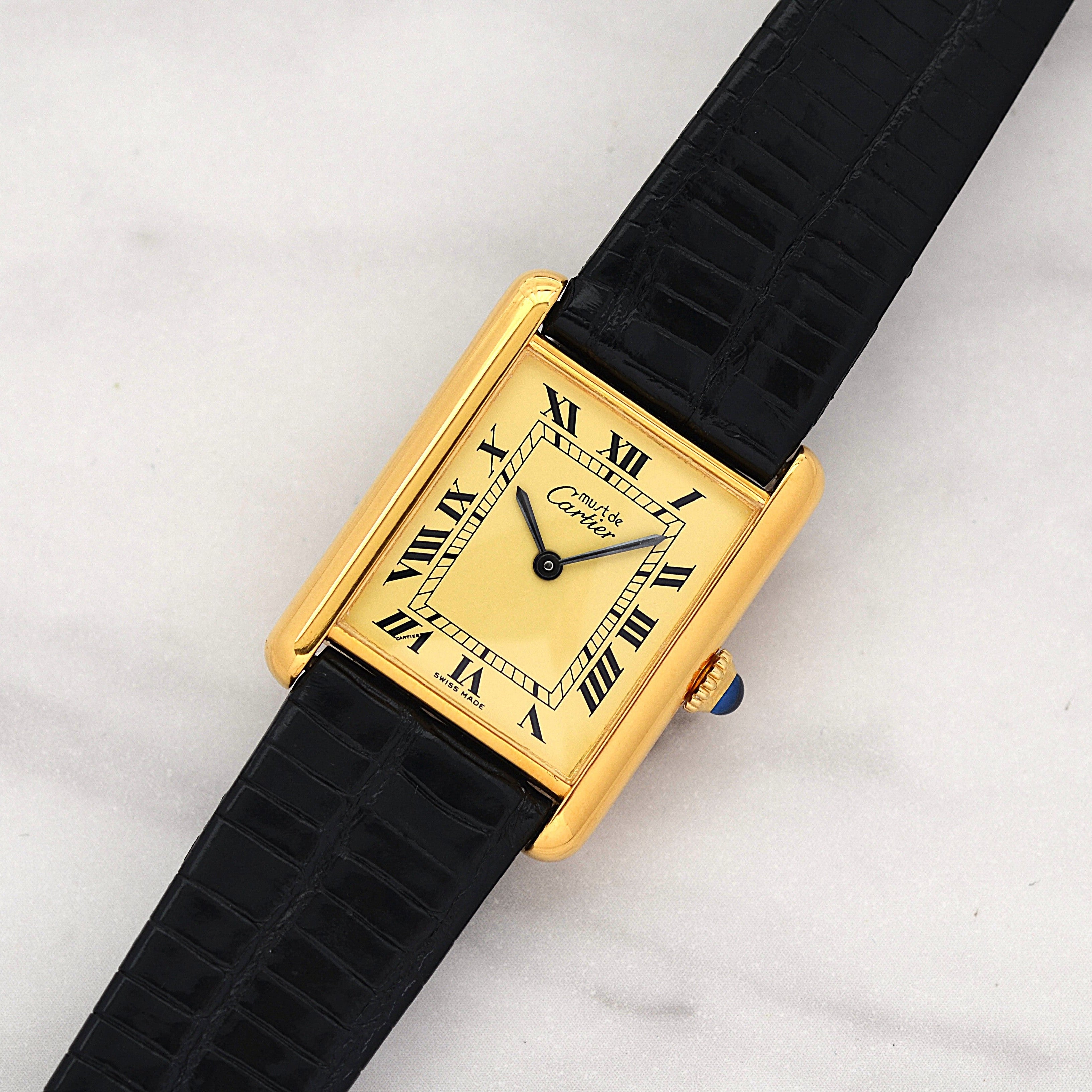 【Cartier】Cartier Must Tank LM Ivory Roman Dial Hand-Wound SWISS MADE Engraved, Full Set