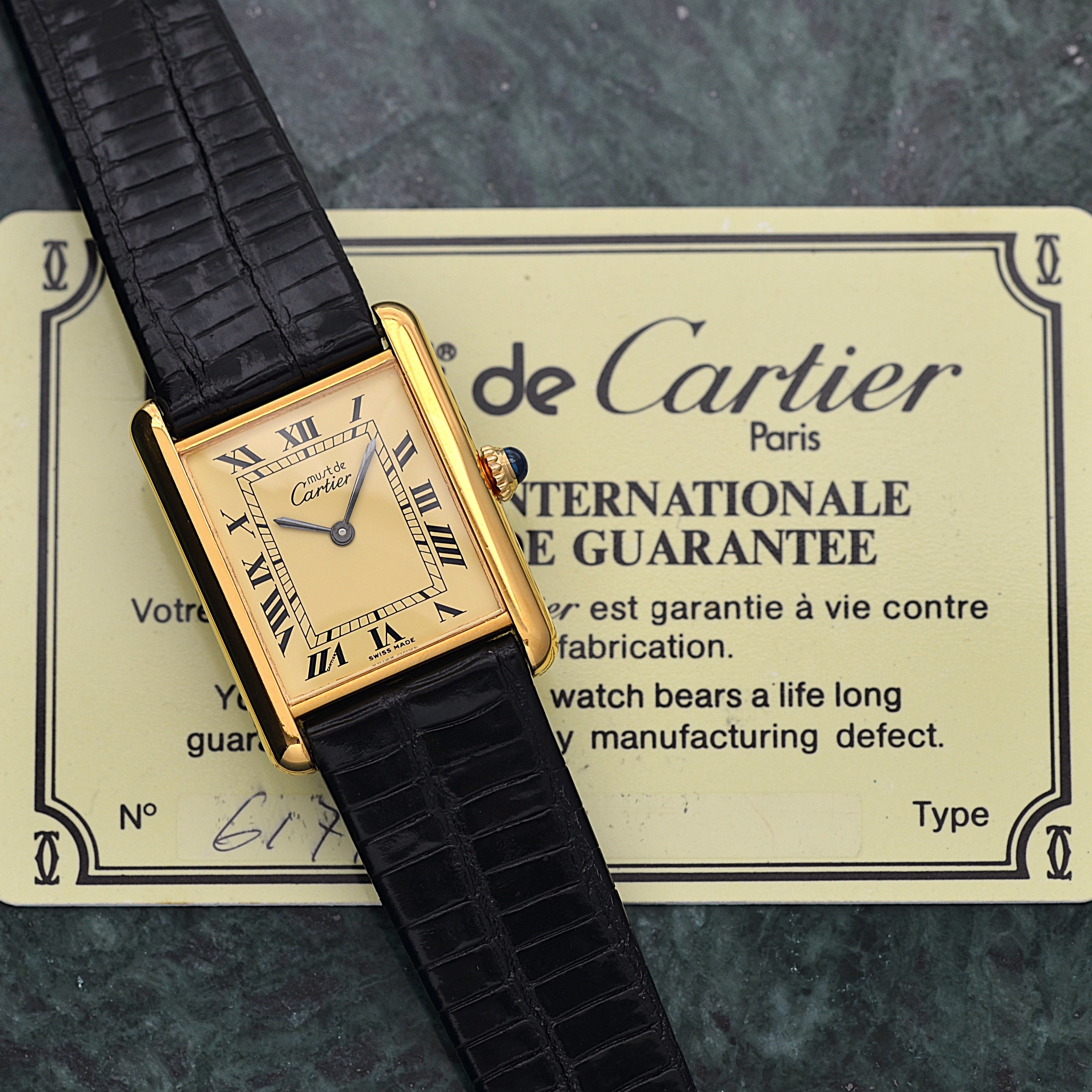 【Cartier】Cartier Must Tank LM Ivory Roman Dial Hand-Wound SWISS MADE Engraved, Full Set