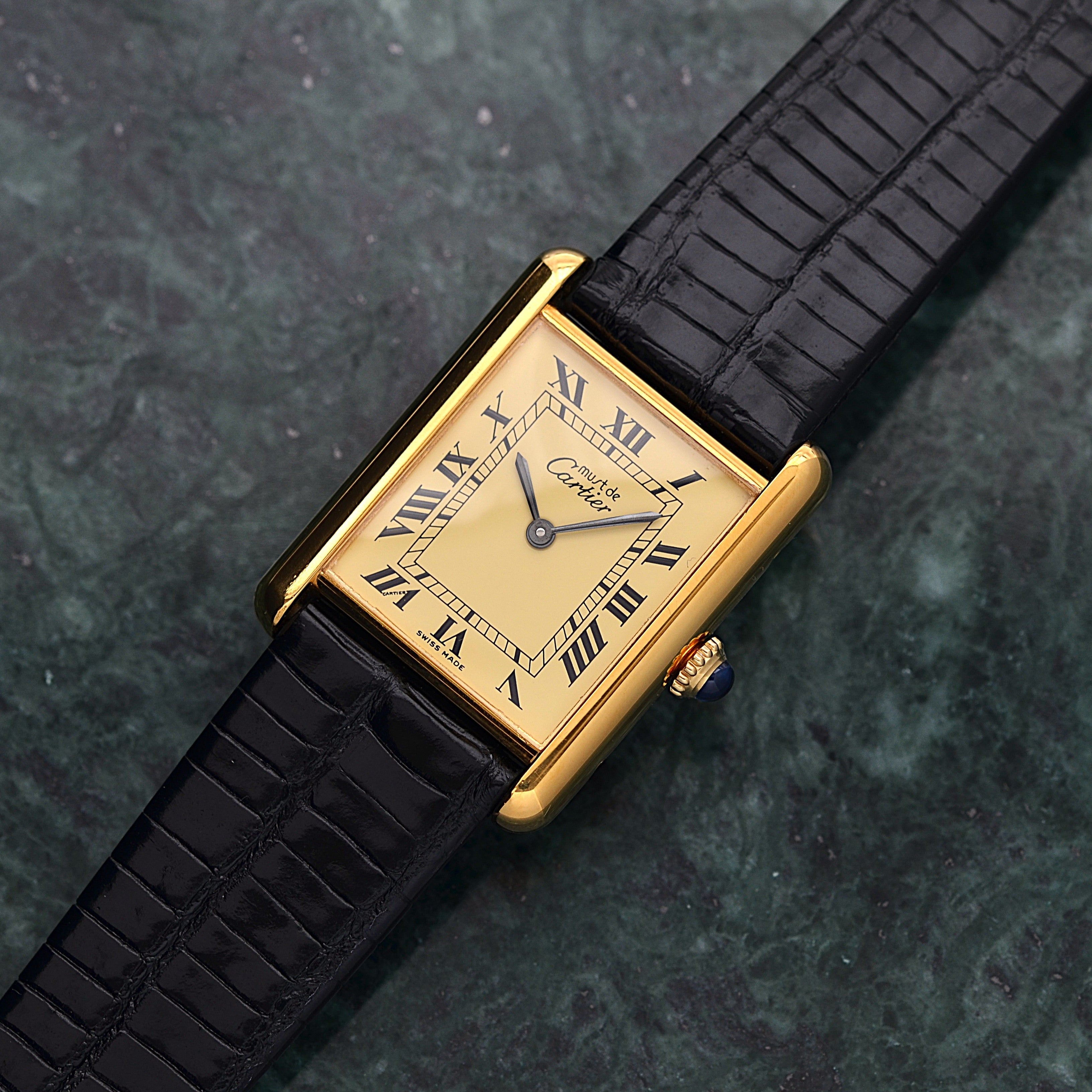 【Cartier】Cartier Must Tank LM Ivory Roman Dial Hand-Wound SWISS MADE Engraved, Full Set