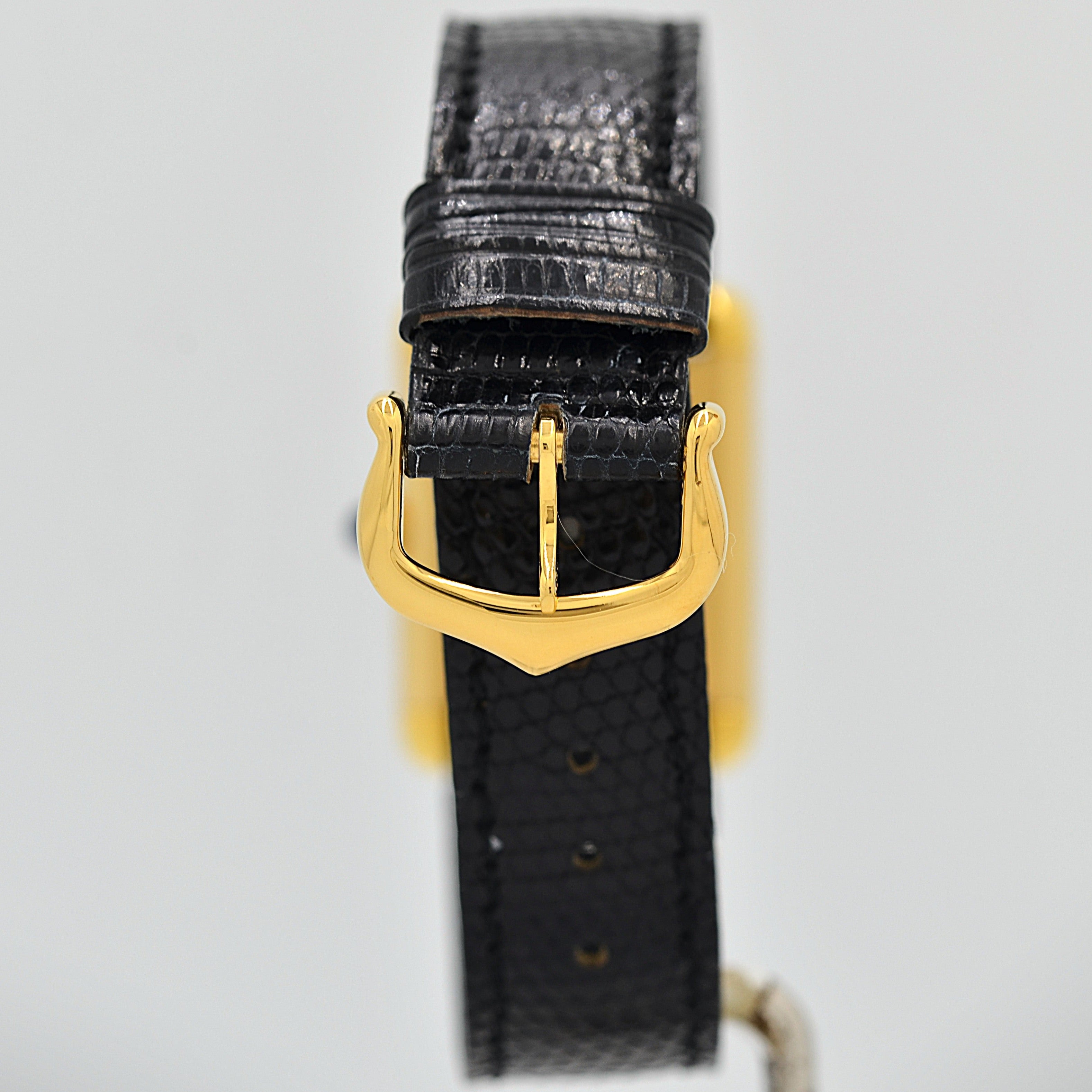 【Cartier】Cartier Must Tank SM Black Roman Manual Wind with Perpetual Warranty, Cartier Complete Service Completed